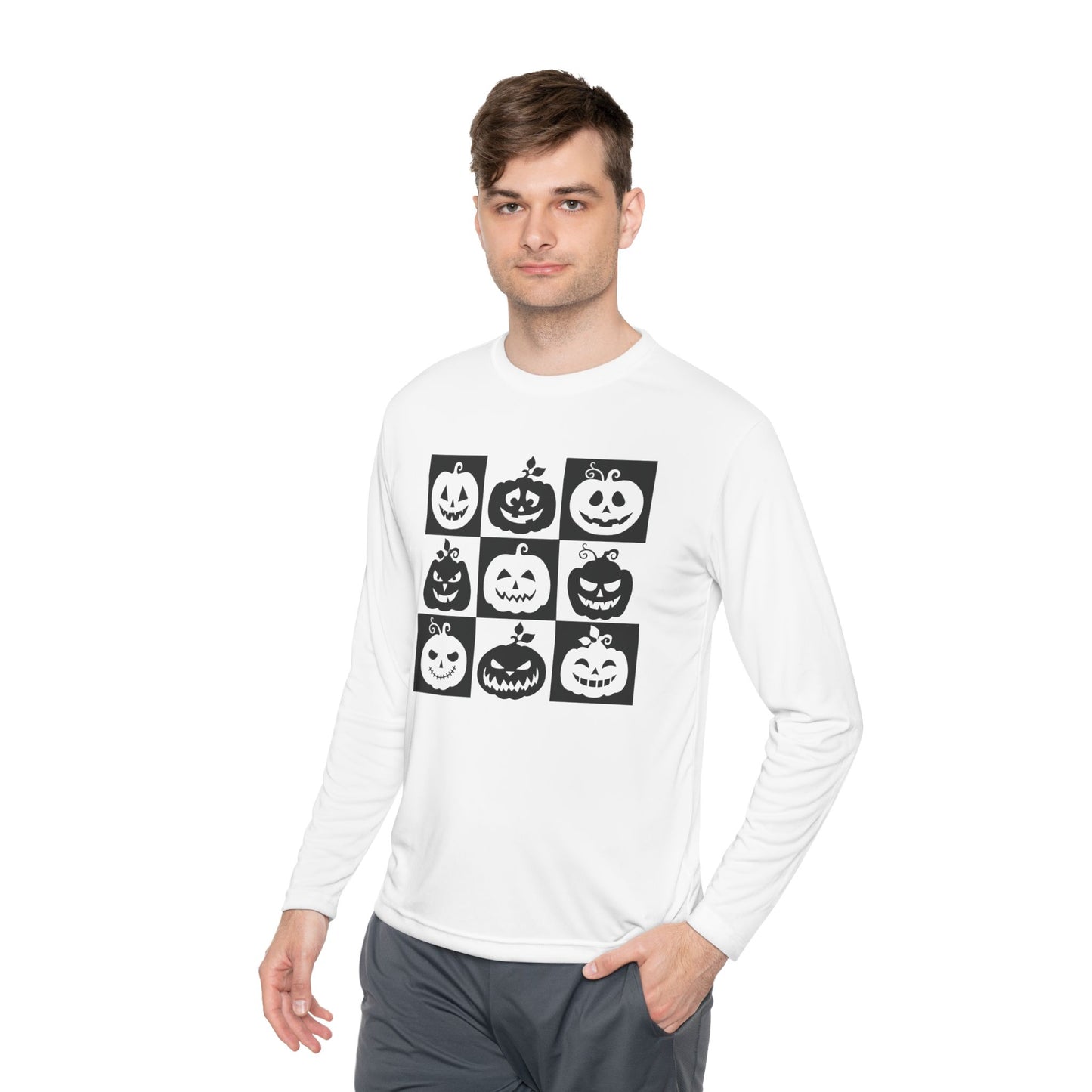 Retro Jack o lantern Unisex Lightweight Long Sleeve Halloween Spooky Season Spooky Season pumkin Retro Halloween Tee Funny Halloween Shirt