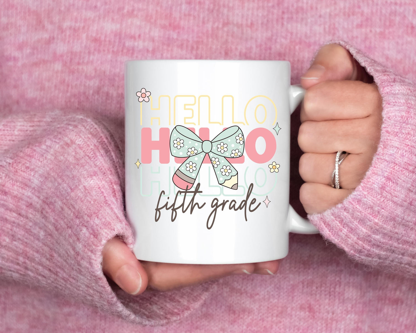 Hello Fifth Grade Png First Day Of School Png Back to School Coquette Kindergarten Pre-K 1st 2nd 3rd Grade Sublimation Design DTF Download
