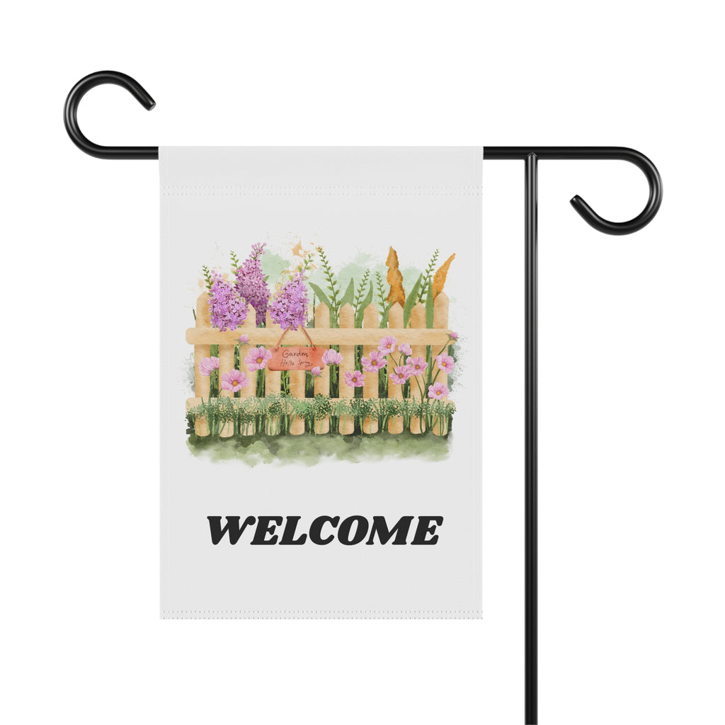 Welcome Garden Banner Dual Sided, Floral House Decor, Outdoor Welcome Sign, Seasonal Yard Flag, Garden Party Decoration, Rustic Home Accent