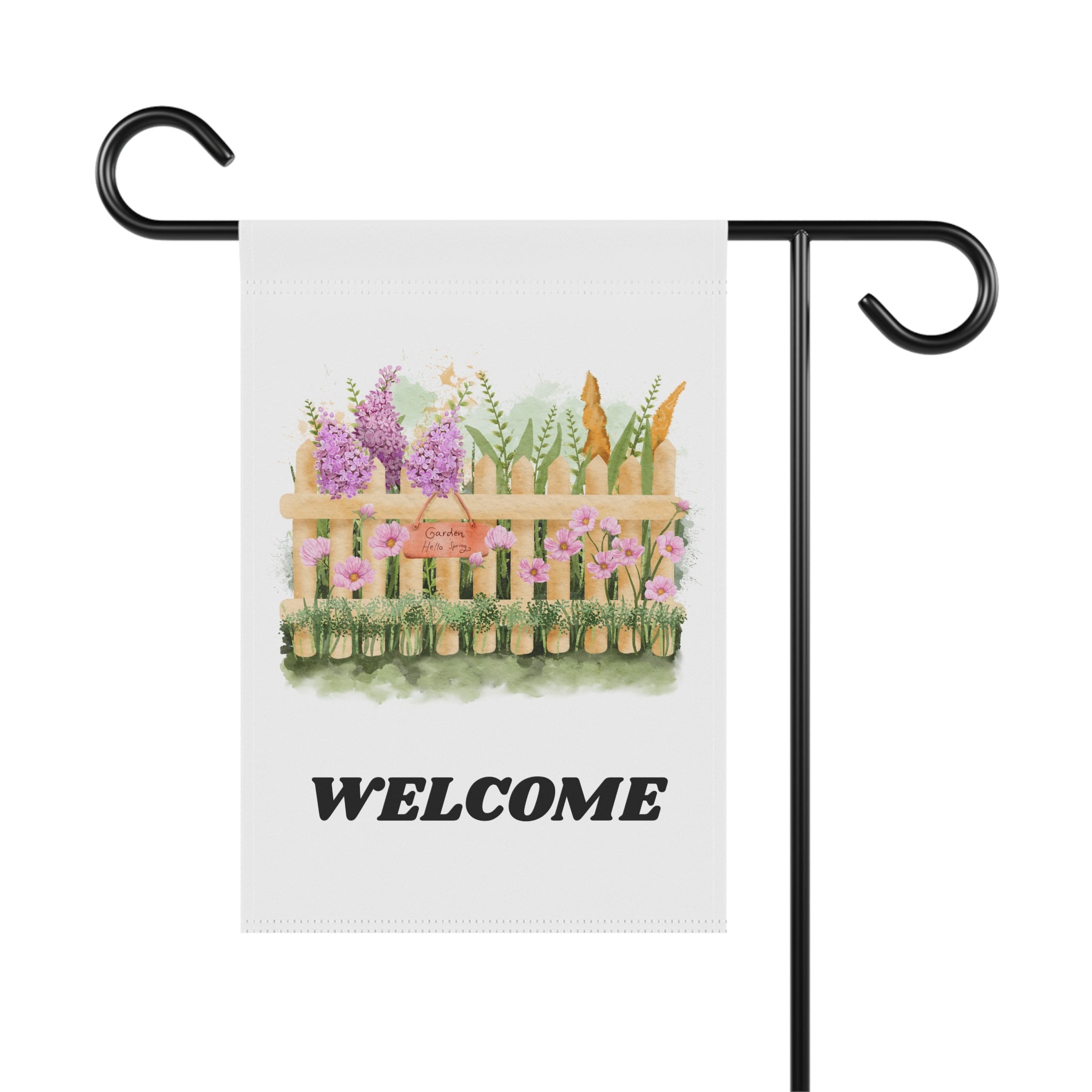Welcome Garden Banner Dual Sided, Floral House Decor, Outdoor Welcome Sign, Seasonal Yard Flag, Garden Party Decoration, Rustic Home Accent