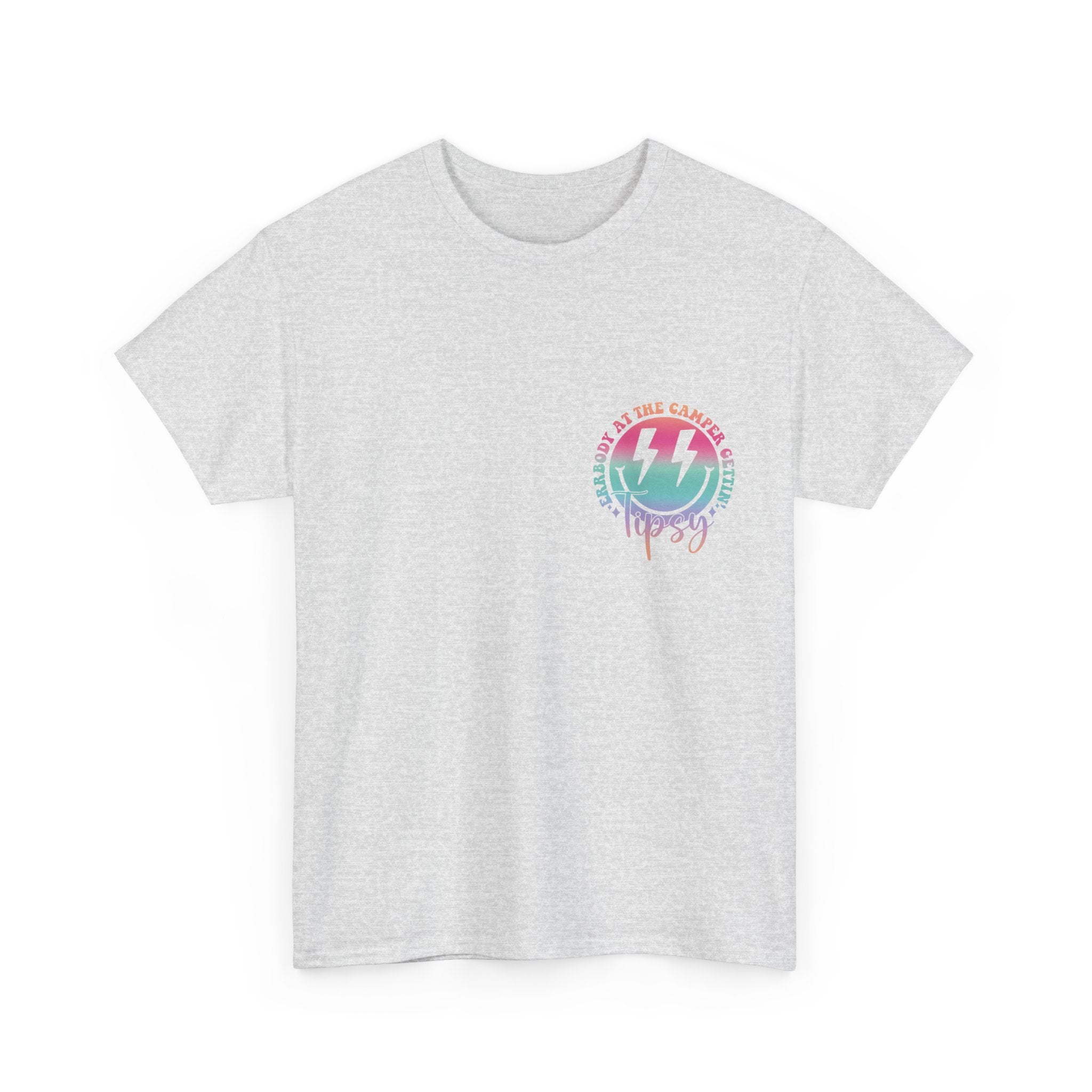 Errbody at the Camper Gettin' Tipsy Unisex Heavy Cotton Tee with Whimsical Camper Design, Fun Summer Vibe, Ideal for Camping Trips, Festivals, or Gifting