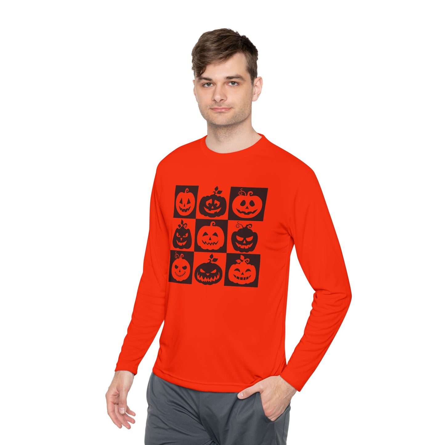 Retro Jack o lantern Unisex Lightweight Long Sleeve Halloween Spooky Season Spooky Season pumkin Retro Halloween Tee Funny Halloween Shirt