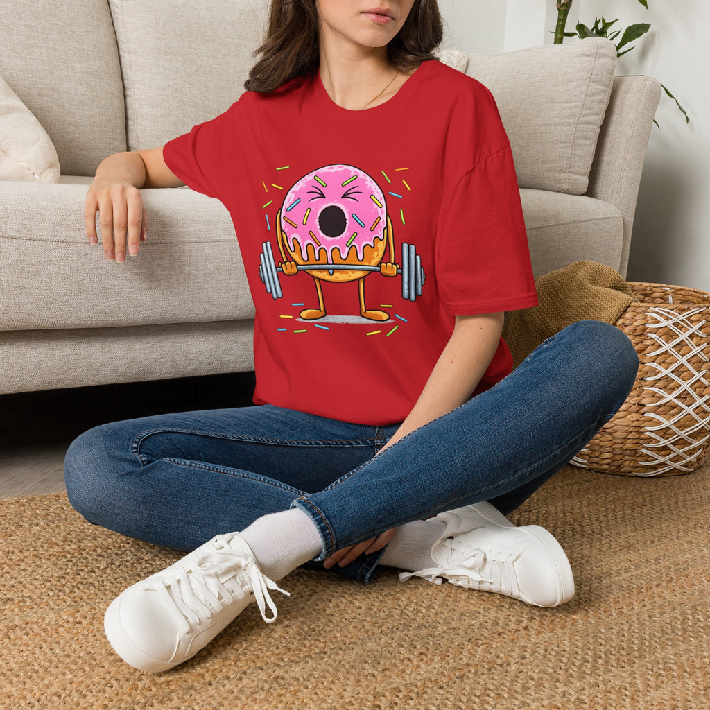 Donut Weightlifter T-Shirt — Cute Fitness Donut with Barbell Graphic
