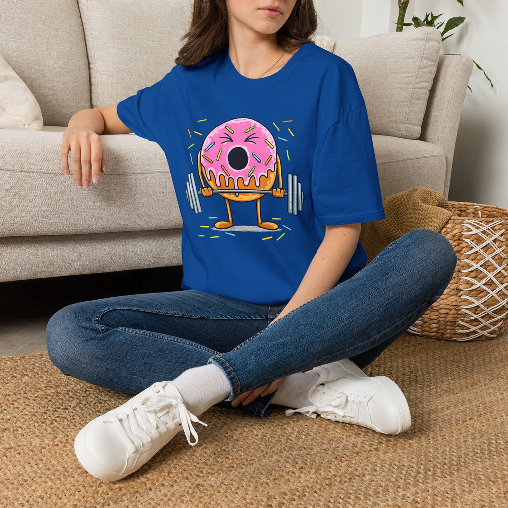 Donut Weightlifter T-Shirt — Cute Fitness Donut with Barbell Graphic