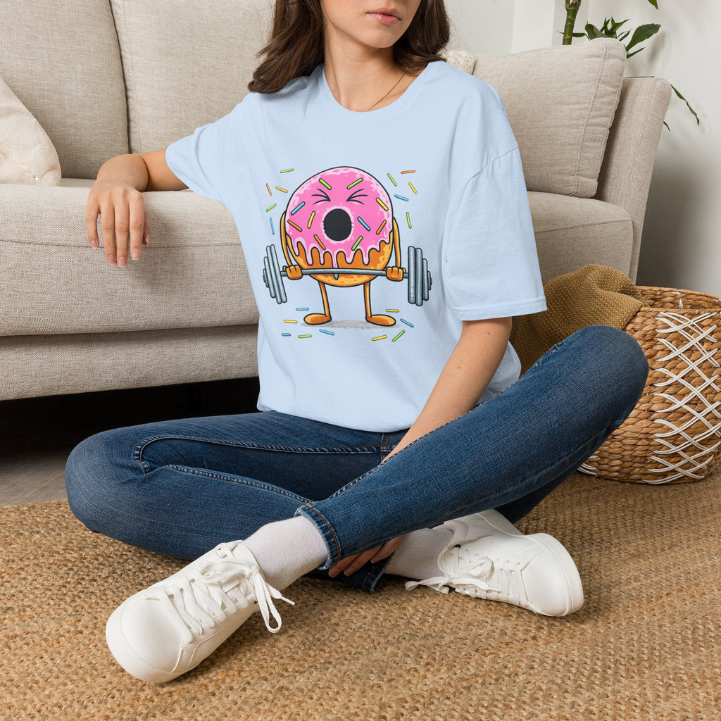 Donut Weightlifter T-Shirt — Cute Fitness Donut with Barbell Graphic