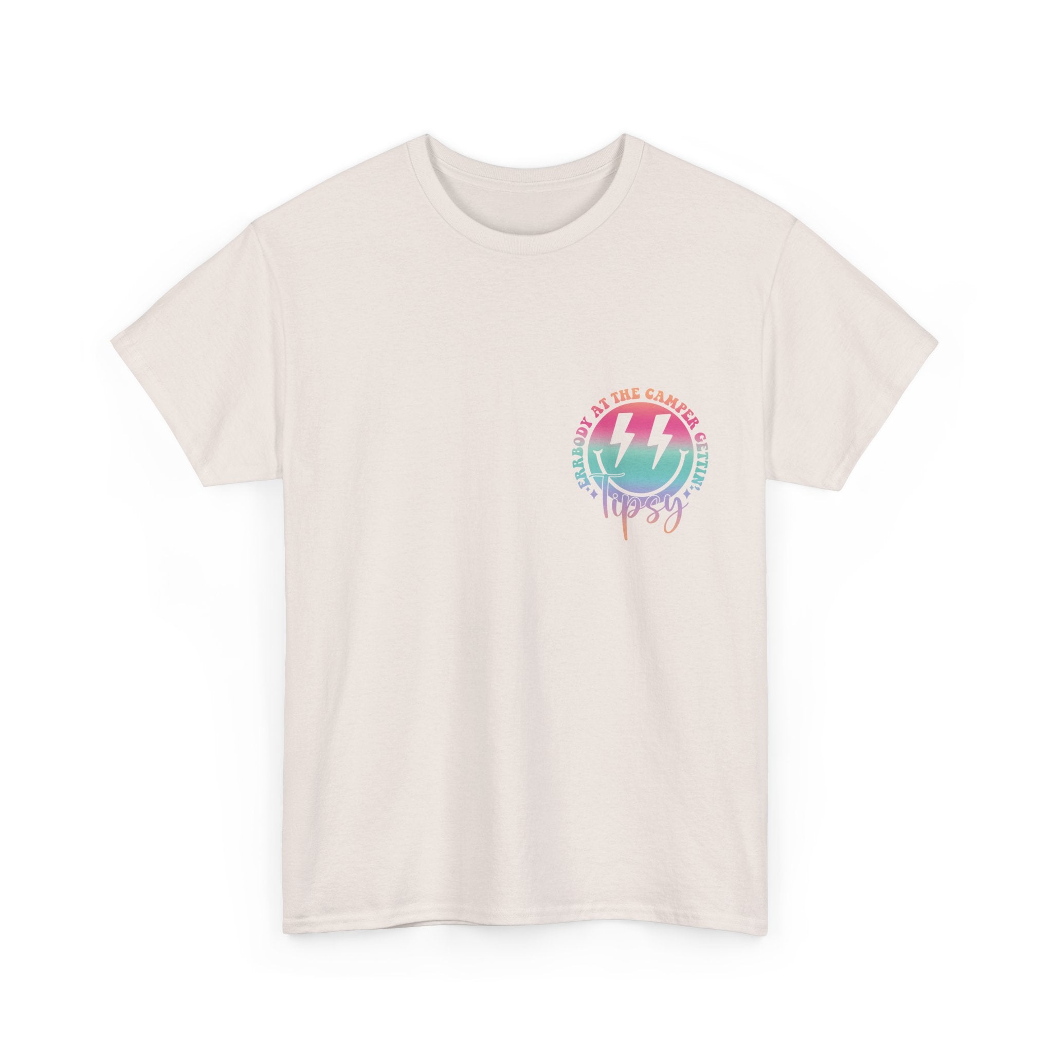 Errbody at the Camper Gettin' Tipsy Unisex Heavy Cotton Tee with Whimsical Camper Design, Fun Summer Vibe, Ideal for Camping Trips, Festivals, or Gifting