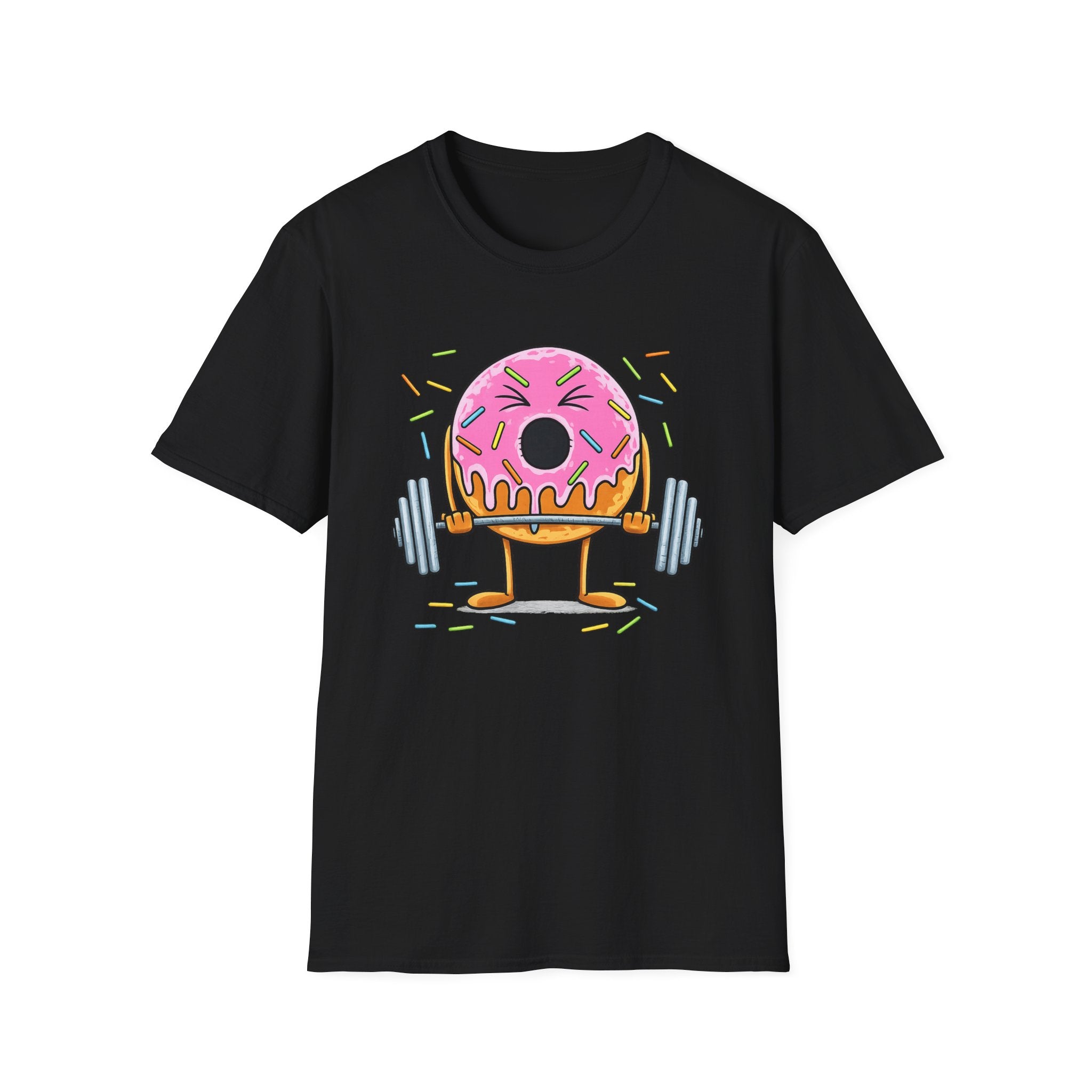 Donut Weightlifter T-Shirt — Cute Fitness Donut with Barbell Graphic