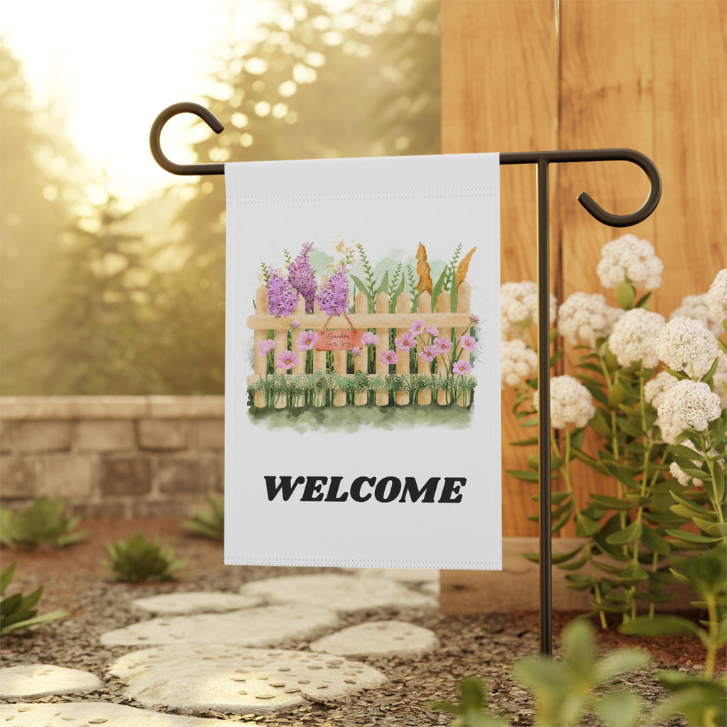 Welcome Garden Banner Dual Sided, Floral House Decor, Outdoor Welcome Sign, Seasonal Yard Flag, Garden Party Decoration, Rustic Home Accent