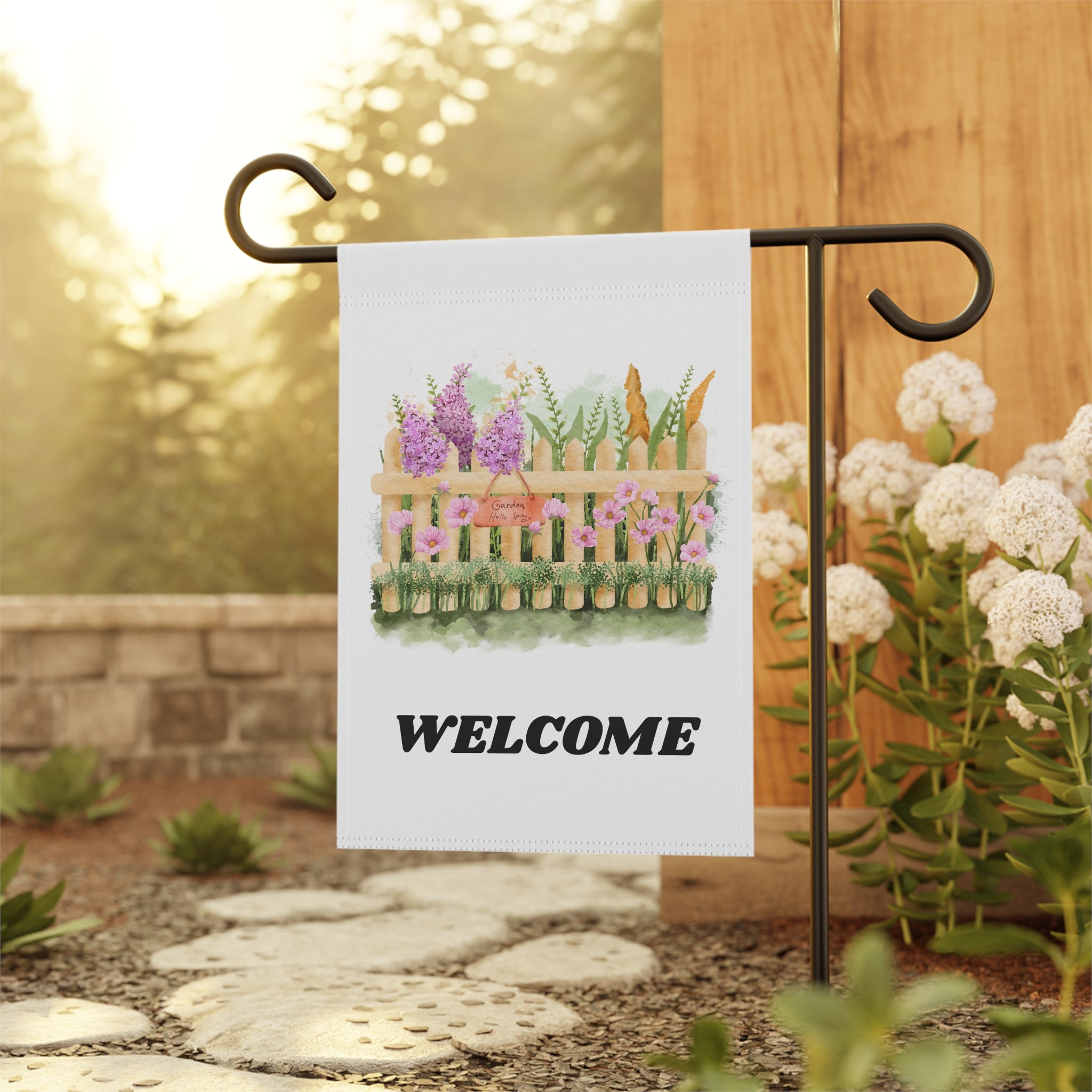 Welcome Garden Banner Dual Sided, Floral House Decor, Outdoor Welcome Sign, Seasonal Yard Flag, Garden Party Decoration, Rustic Home Accent
