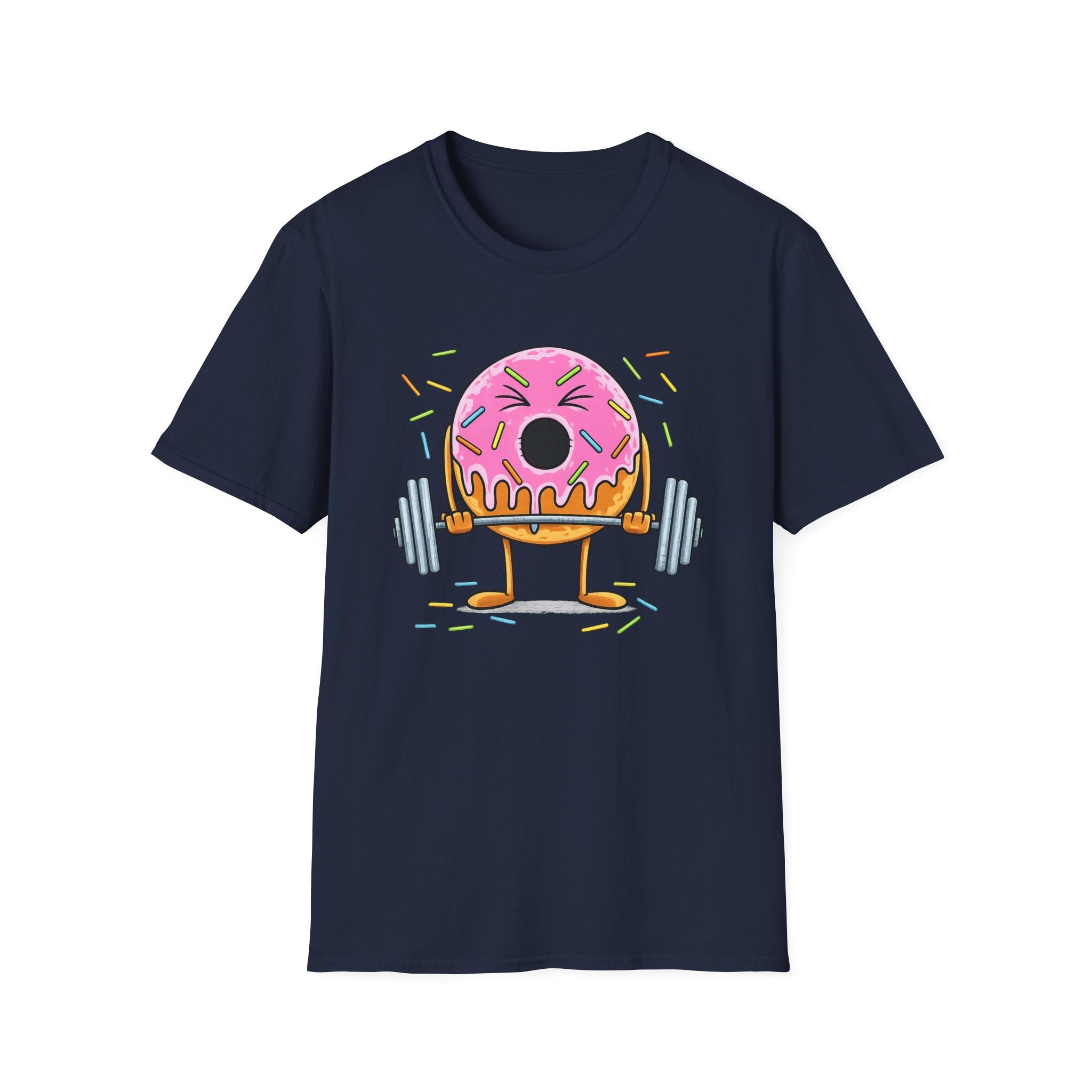 Donut Weightlifter T-Shirt — Cute Fitness Donut with Barbell Graphic