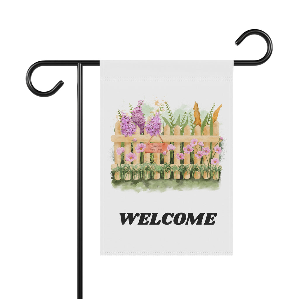 Welcome Garden Banner Dual Sided, Floral House Decor, Outdoor Welcome Sign, Seasonal Yard Flag, Garden Party Decoration, Rustic Home Accent