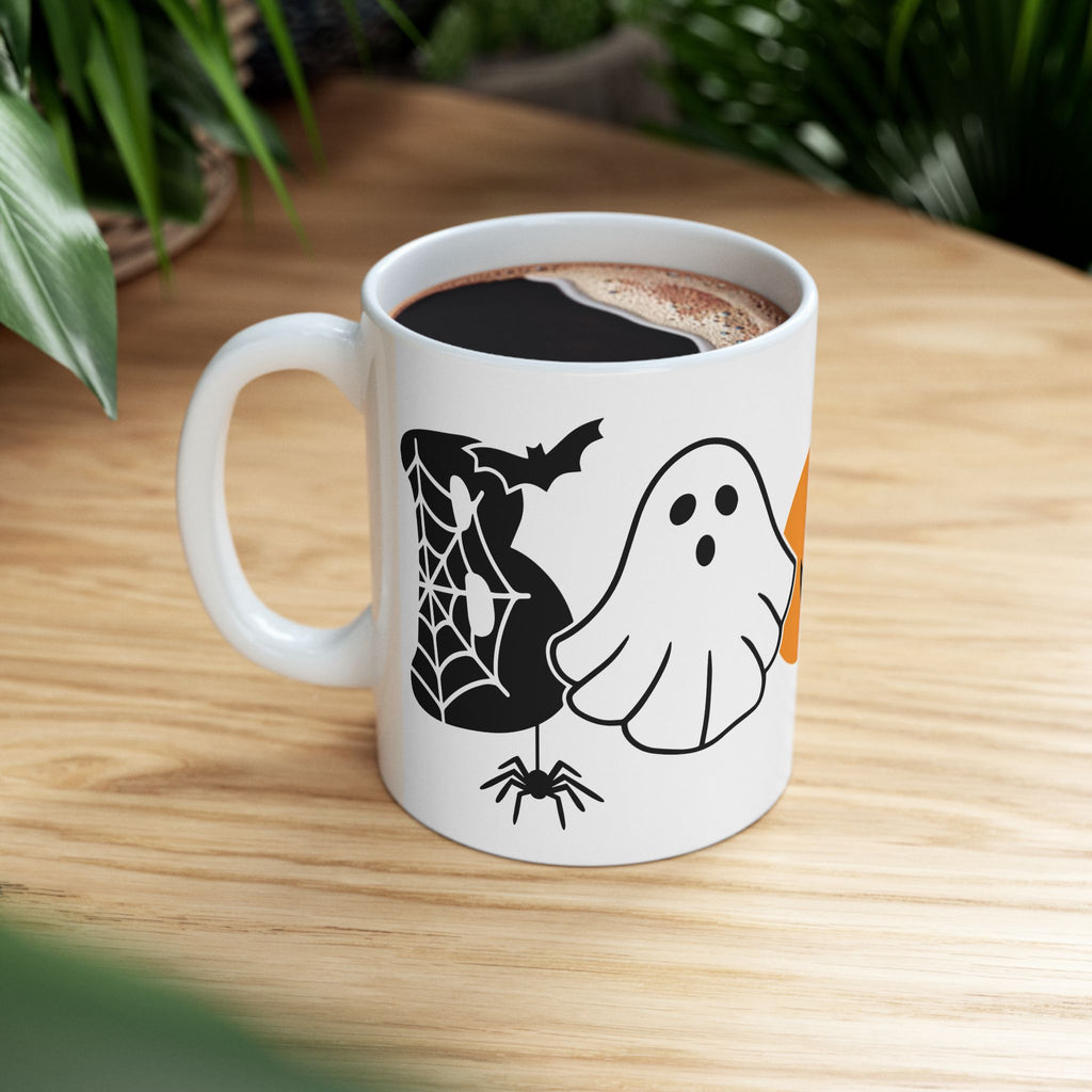 Halloween Ceramic Mug - Ghosts & Pumpkins Design, Spooky Coffee Cup, Fall Decor, Trick or Treat Mug, Halloween Gift