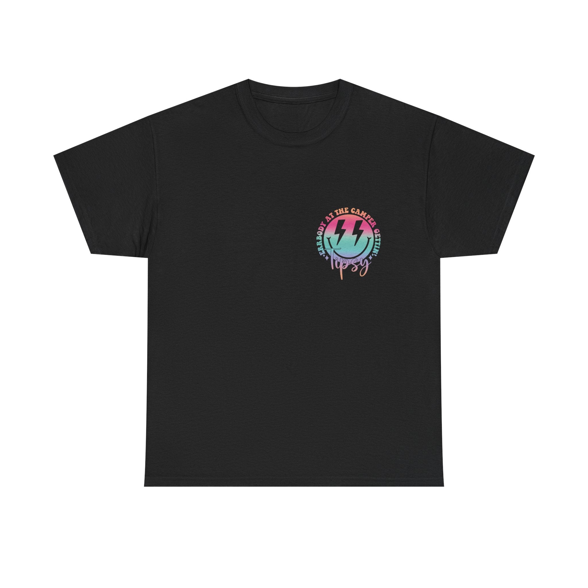 Errbody at the Camper Gettin' Tipsy Unisex Heavy Cotton Tee with Whimsical Camper Design, Fun Summer Vibe, Ideal for Camping Trips, Festivals, or Gifting