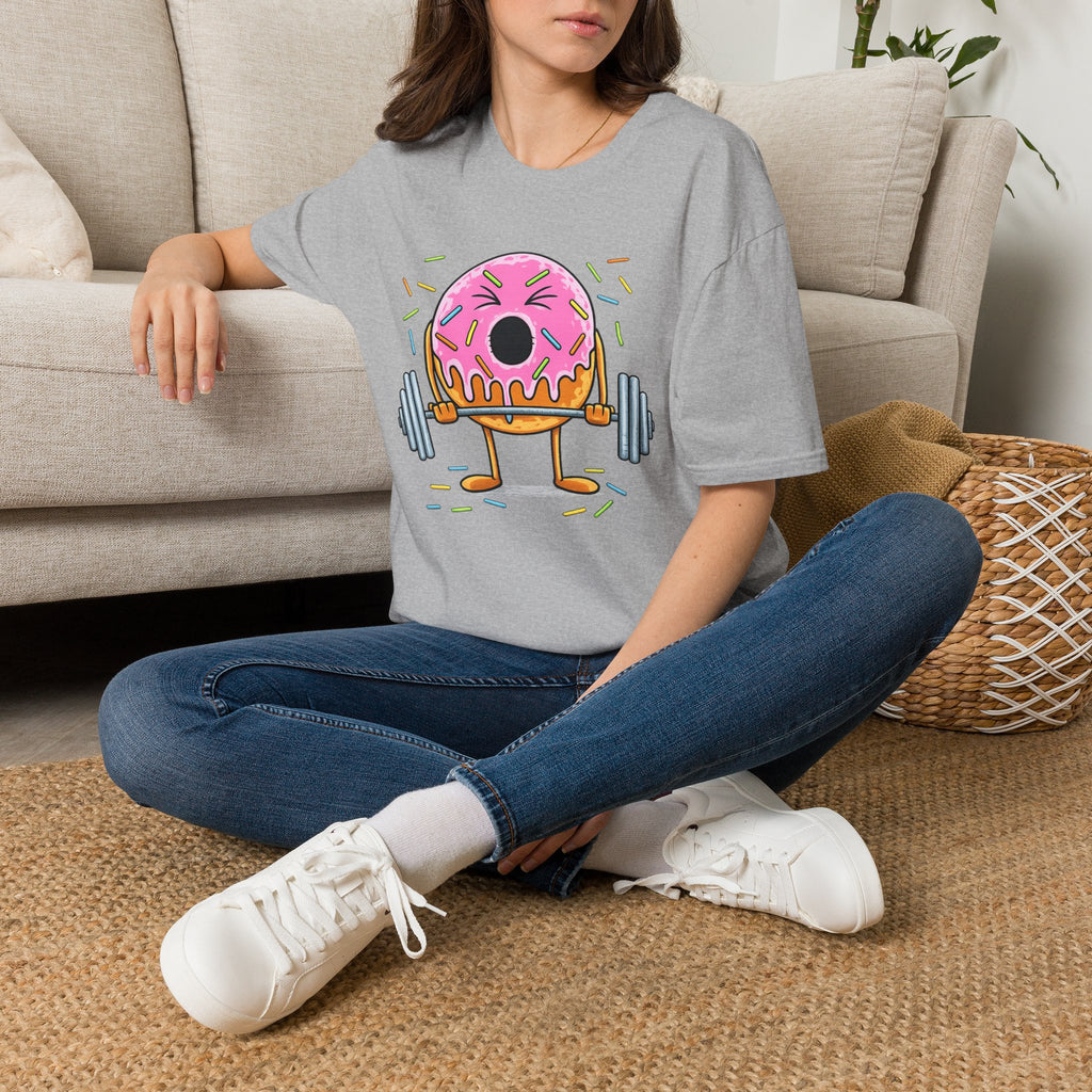 Donut Weightlifter T-Shirt — Cute Fitness Donut with Barbell Graphic
