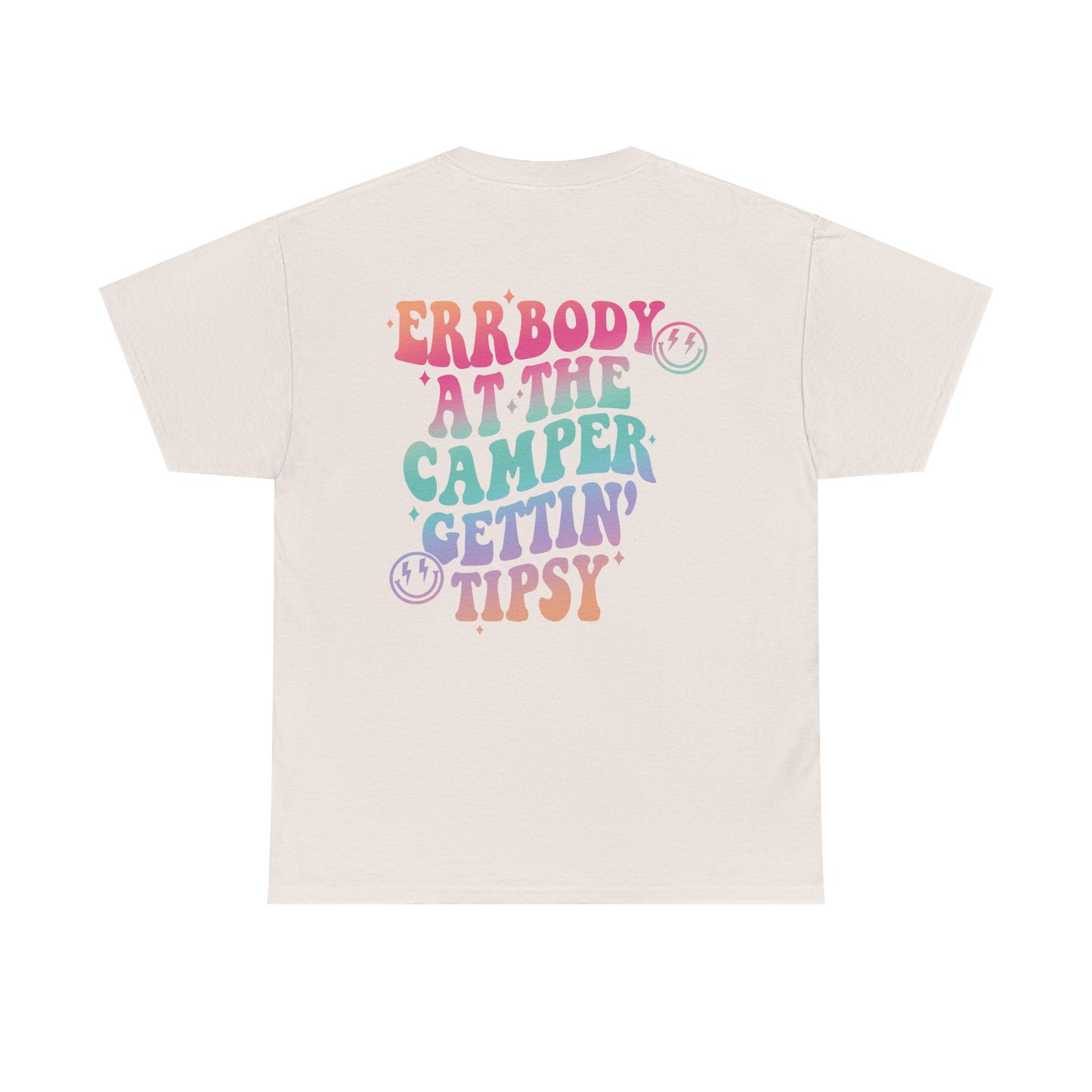 Errbody at the Camper Gettin' Tipsy Unisex Heavy Cotton Tee with Whimsical Camper Design, Fun Summer Vibe, Ideal for Camping Trips, Festivals, or Gifting