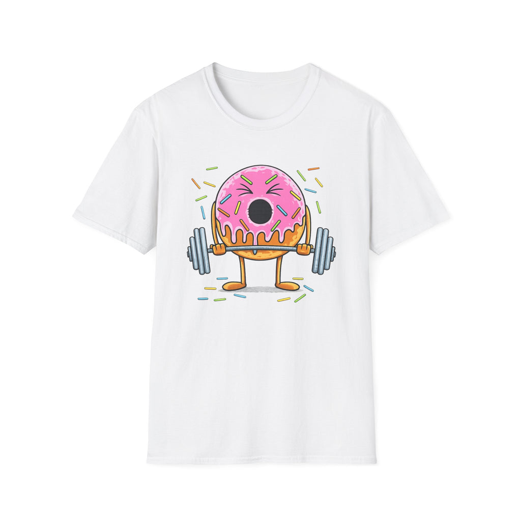 Donut Weightlifter T-Shirt — Cute Fitness Donut with Barbell Graphic