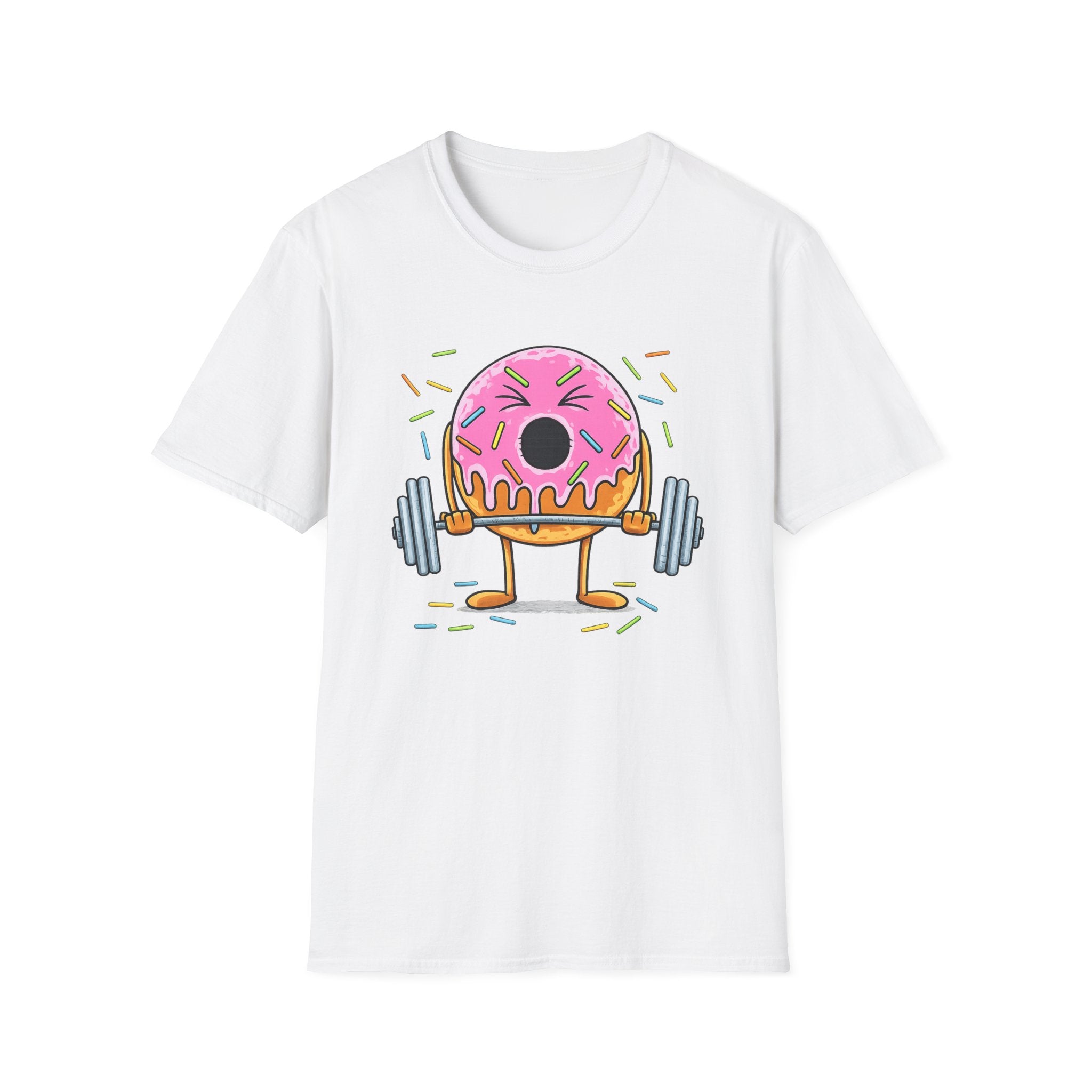 Donut Weightlifter T-Shirt — Cute Fitness Donut with Barbell Graphic
