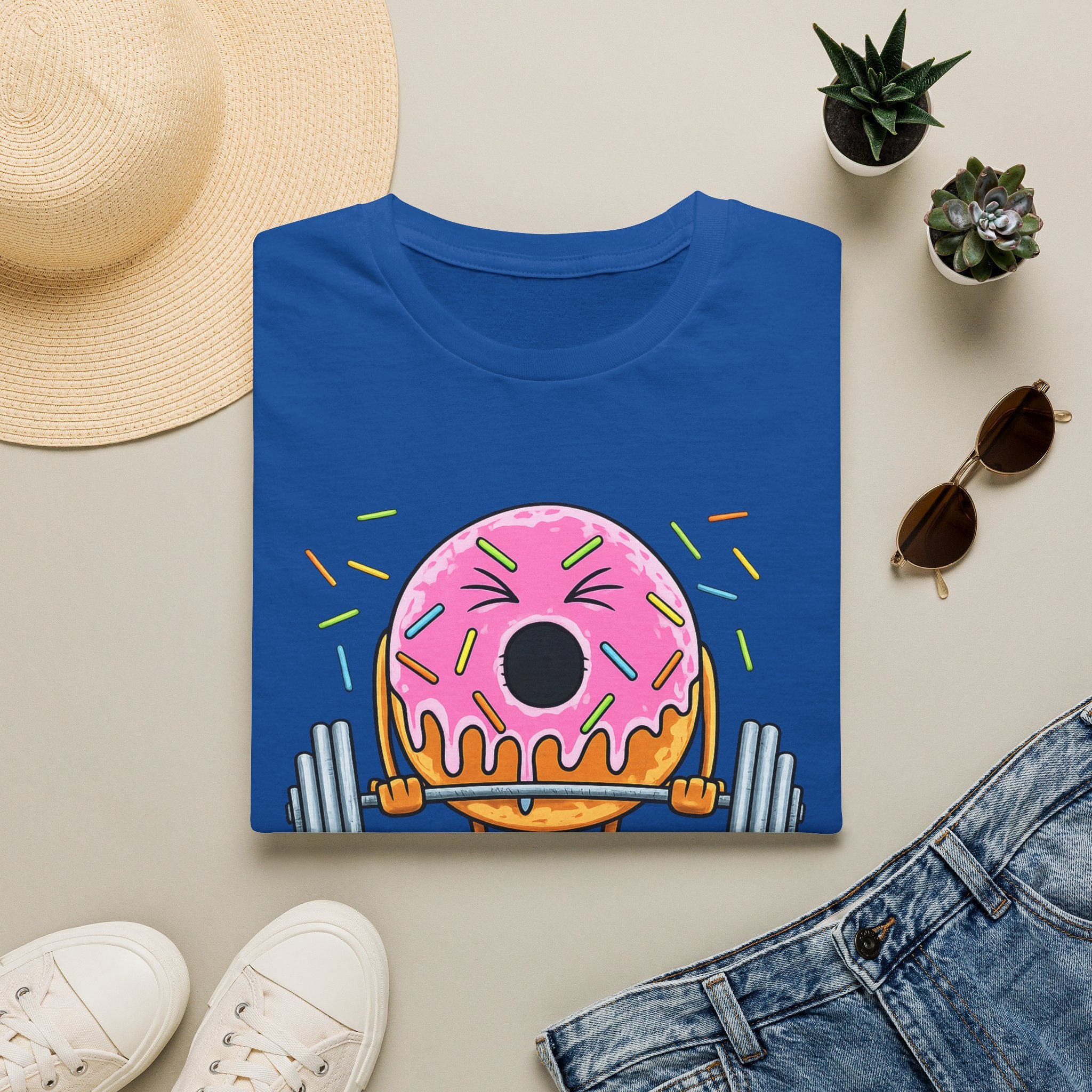 Donut Weightlifter T-Shirt — Cute Fitness Donut with Barbell Graphic