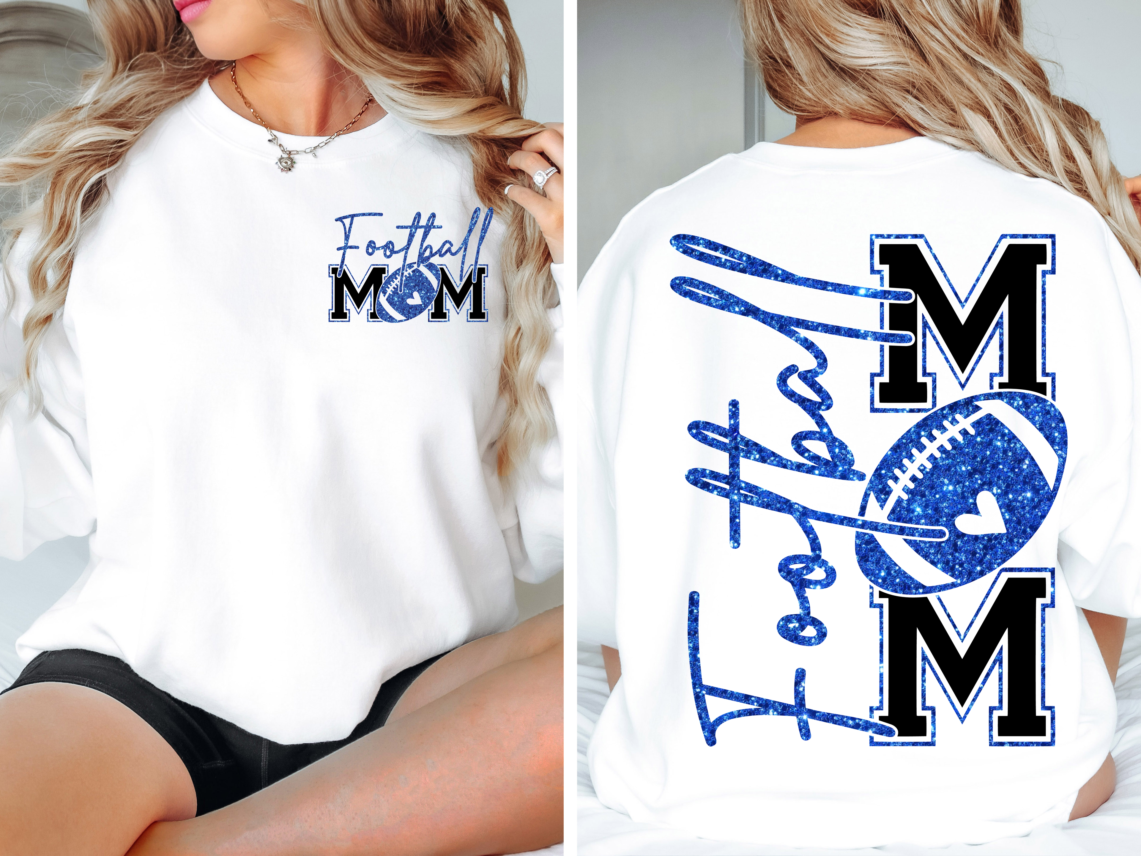 Football Mom Long Sleeve Tee, Blue Glitter Football Mom Shirt, Football Mom Shirt , Football , Football Mama , Football Shirt, Game Day