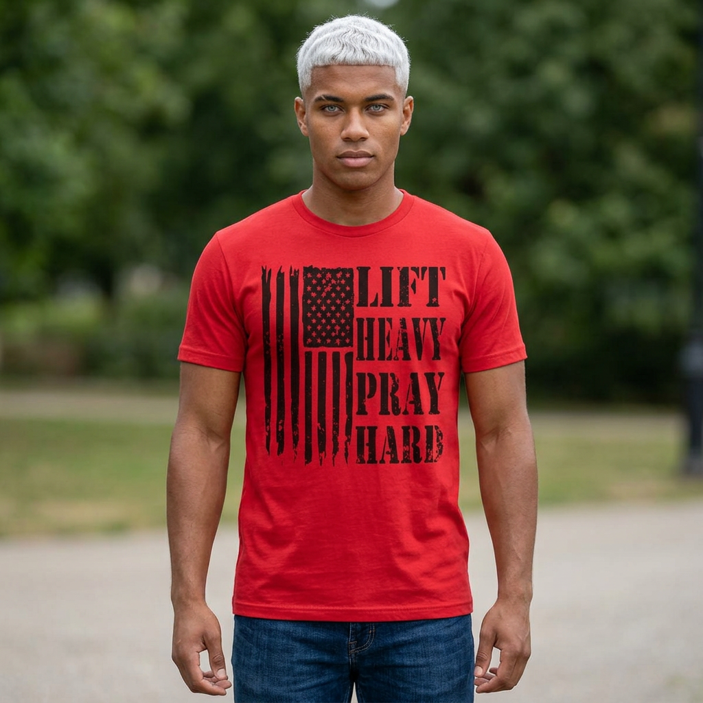 Lift Heavy Pray Hard Unisex Next Level 3600 Cotton Crew Tee, Inspirational Workout Shirt, Gym Apparel, Motivational T-Shirt