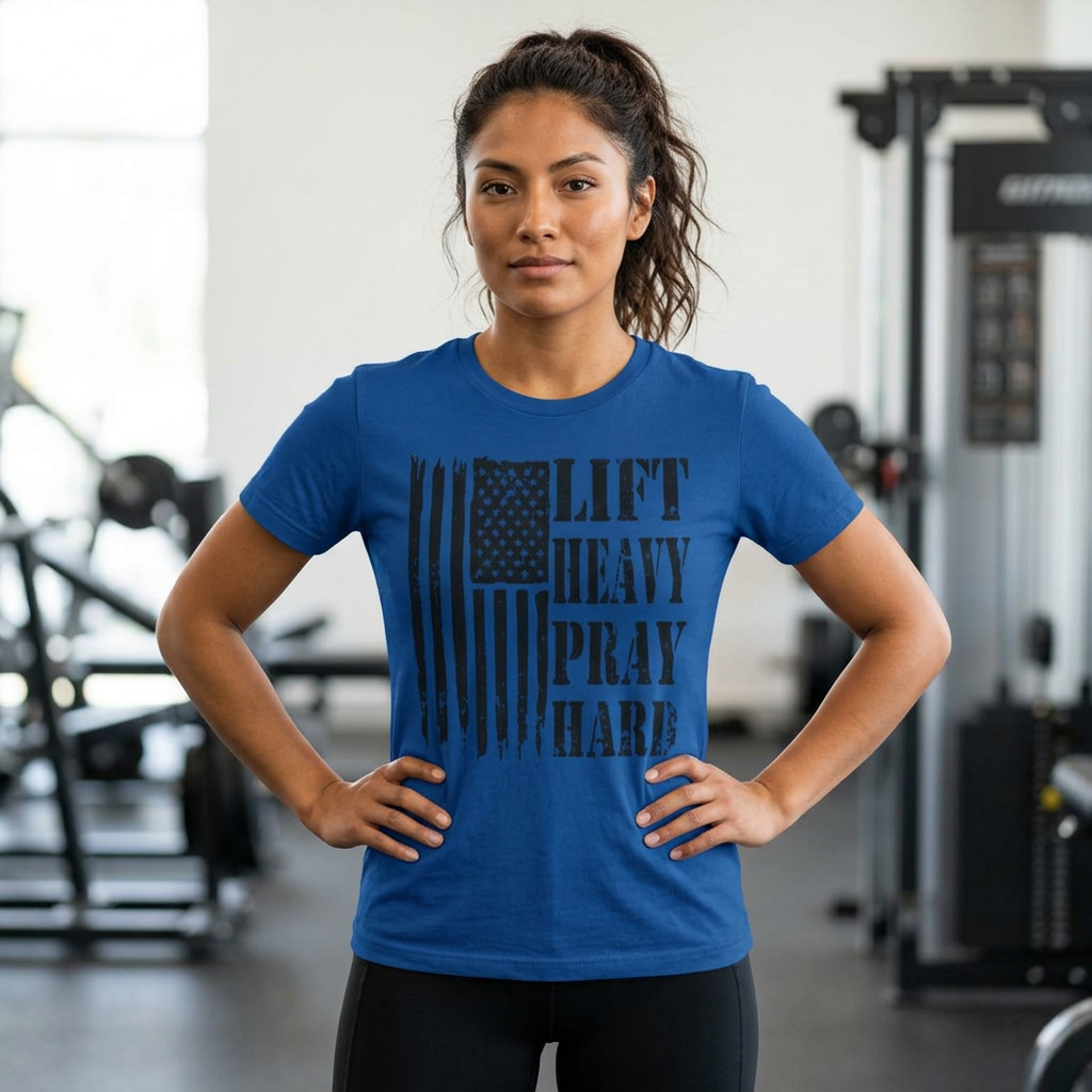 Lift Heavy Pray Hard Unisex Next Level 3600 Cotton Crew Tee, Inspirational Workout Shirt, Gym Apparel, Motivational T-Shirt