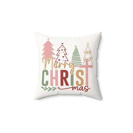 Merry Christmas Faux Suede Pillow | Cozy Holiday Decor, Christmas Gift, Seasonal Home Accent, Festive Cushion, Winter Decor