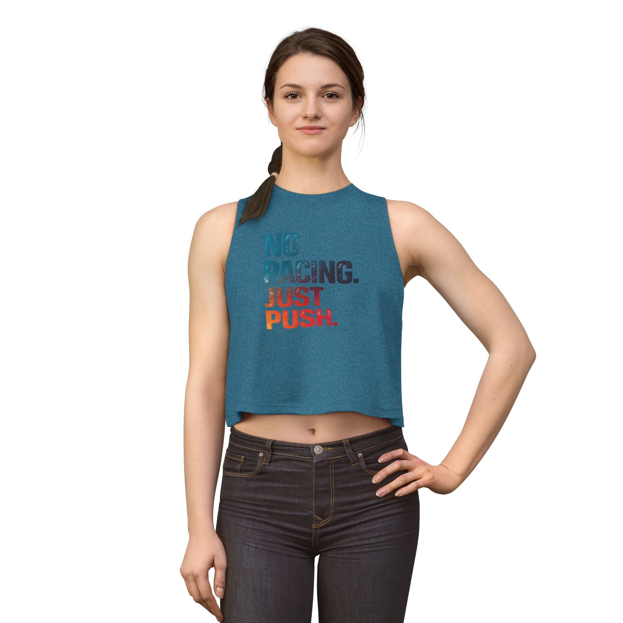 No Pacing Just Push crop top | Motivational Fitness Tank