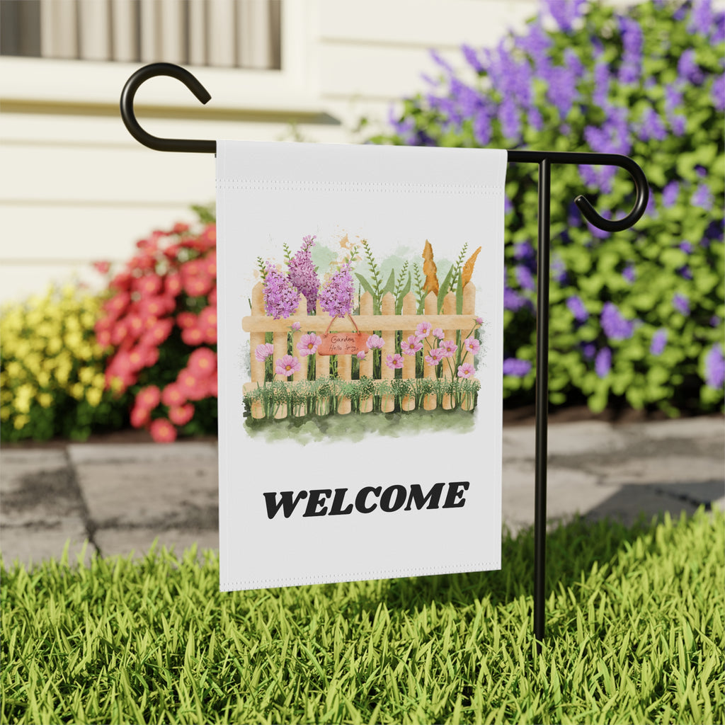 Welcome Garden Banner Dual Sided, Floral House Decor, Outdoor Welcome Sign, Seasonal Yard Flag, Garden Party Decoration, Rustic Home Accent
