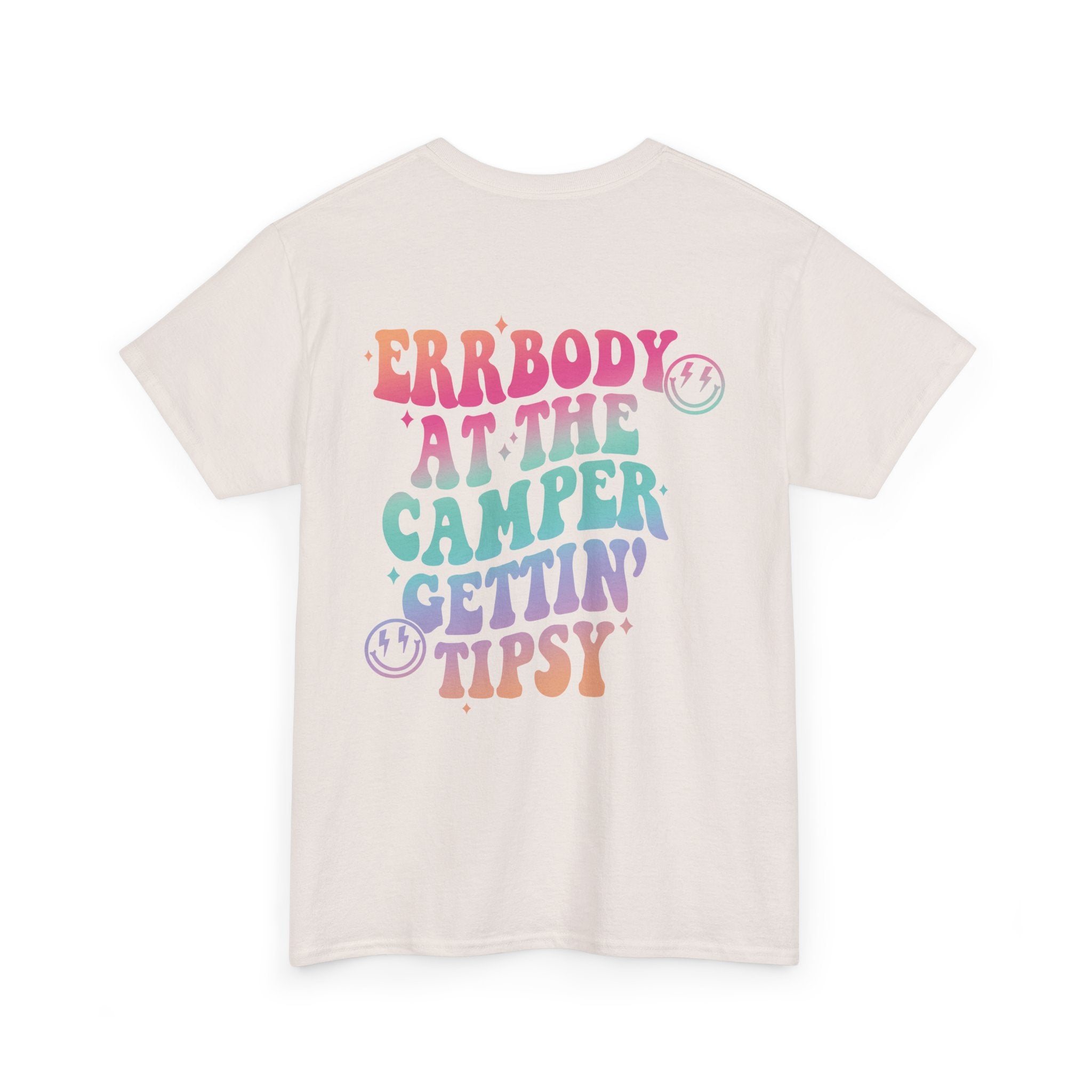 Errbody at the Camper Gettin' Tipsy Summer, Retro Summer Hello Summer Lake Retro Summer Designs Unisex Heavy Cotton Tee with Whimsical