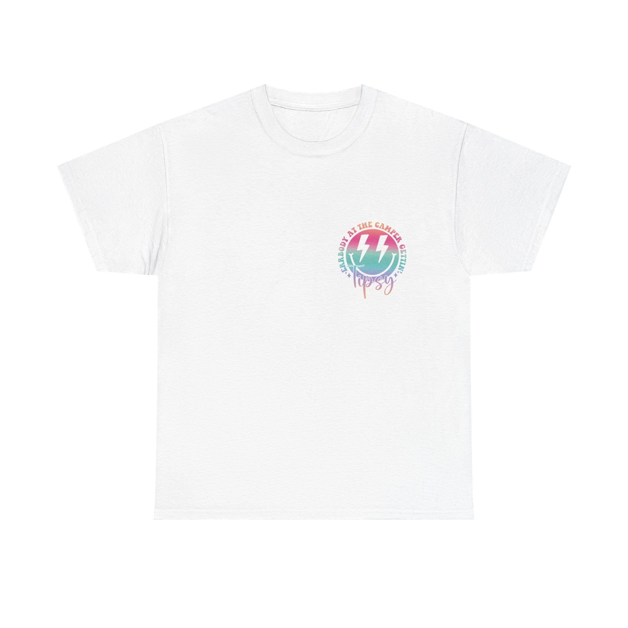 Errbody at the Camper Gettin' Tipsy Unisex Heavy Cotton Tee with Whimsical Camper Design, Fun Summer Vibe, Ideal for Camping Trips, Festivals, or Gifting