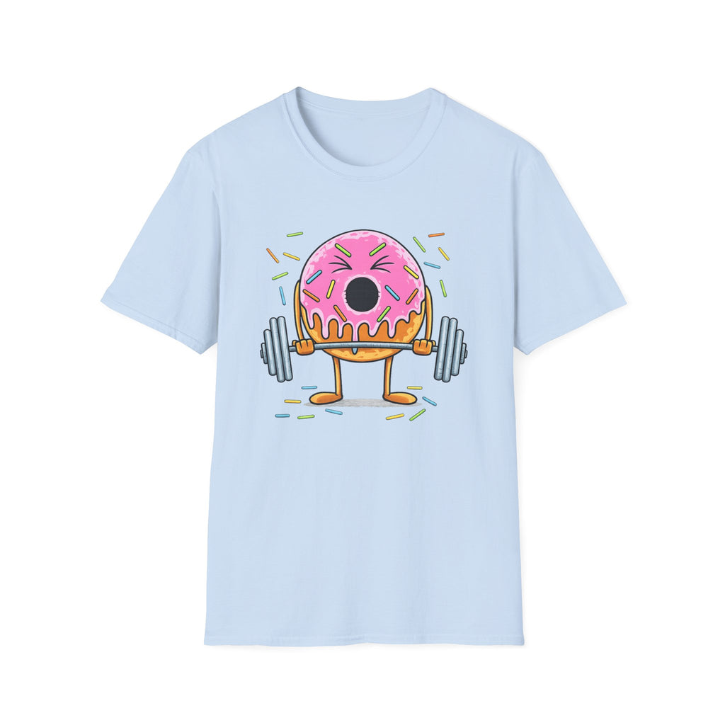 Donut Weightlifter T-Shirt — Cute Fitness Donut with Barbell Graphic