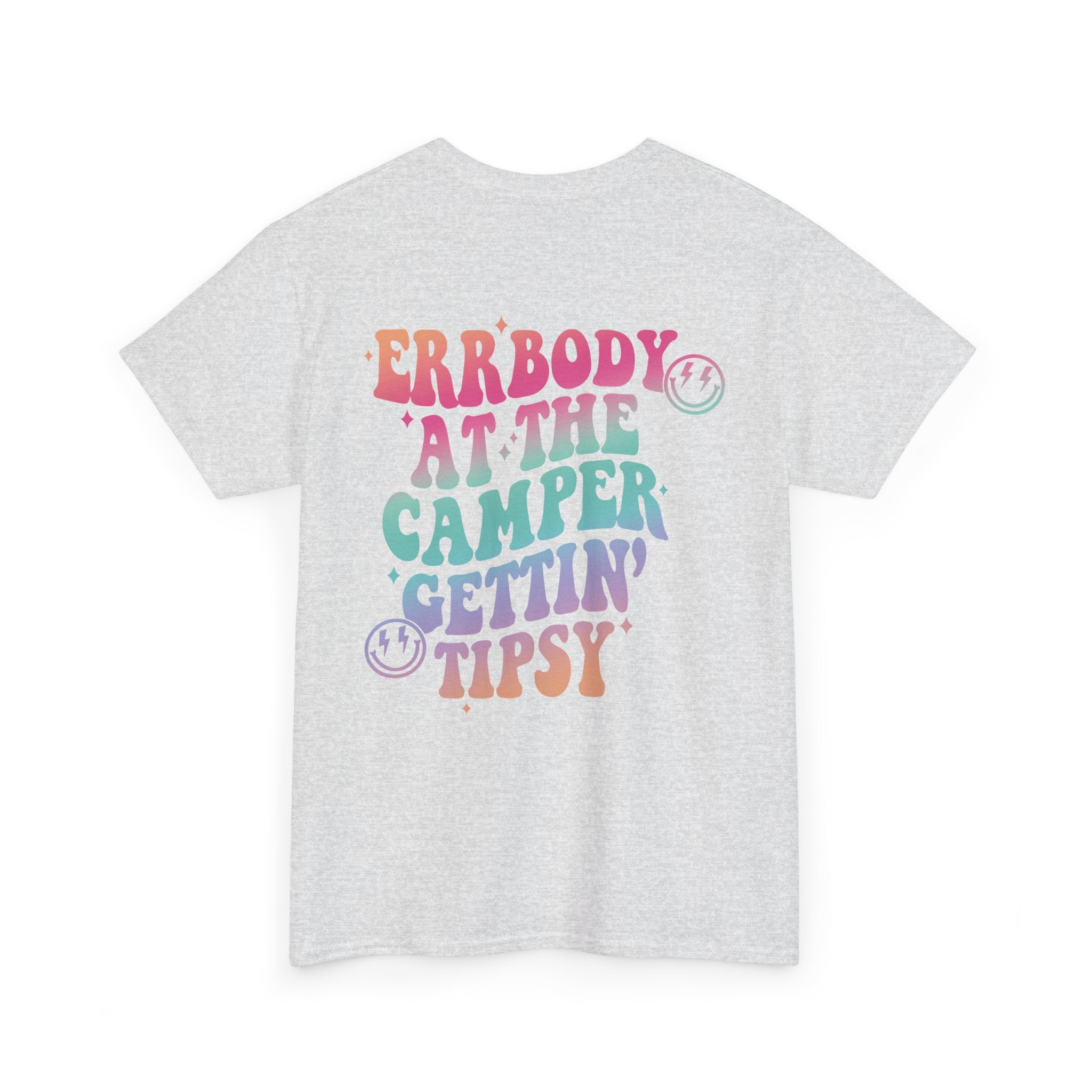 Errbody at the Camper Gettin' Tipsy Unisex Heavy Cotton Tee with Whimsical Camper Design, Fun Summer Vibe, Ideal for Camping Trips, Festivals, or Gifting