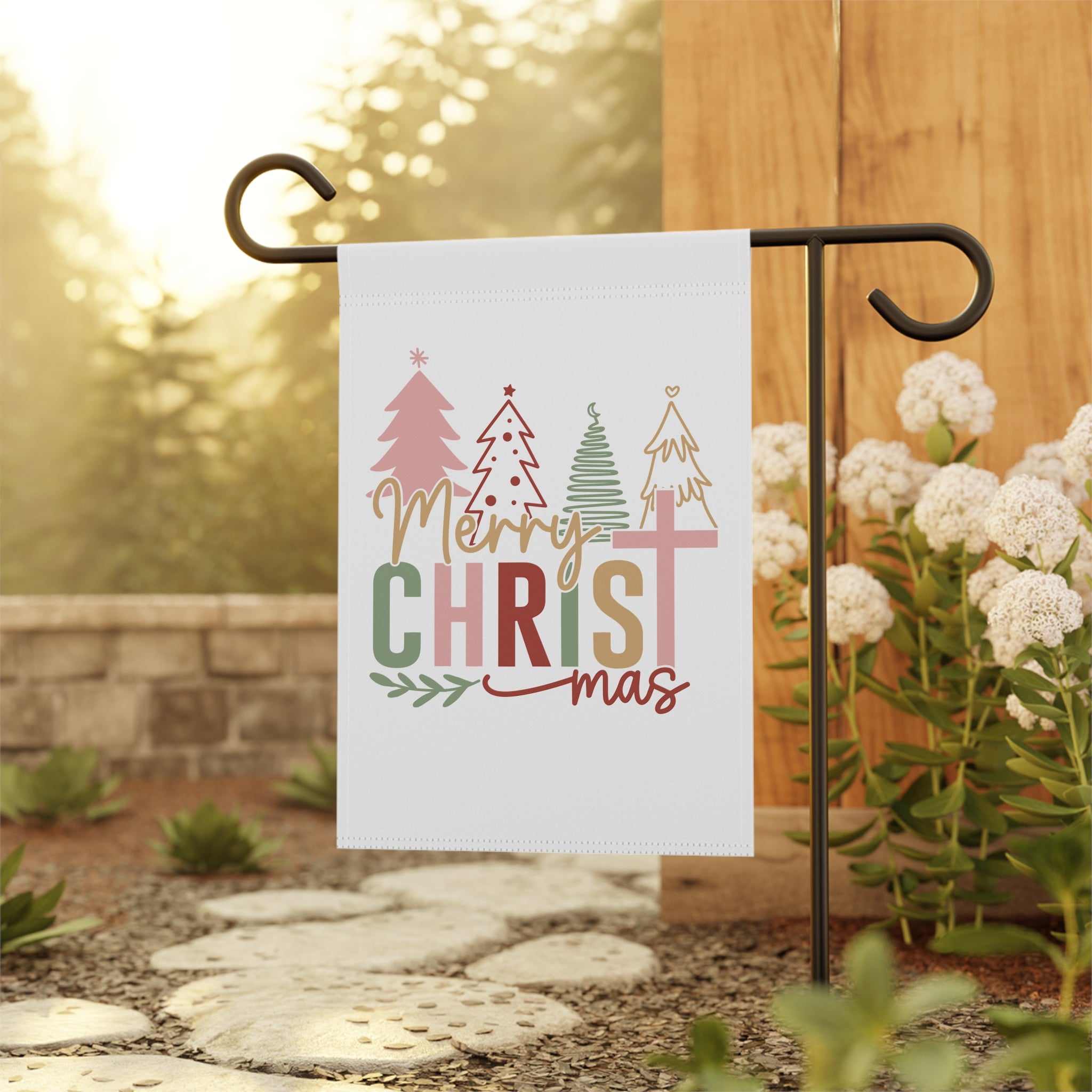 Merry Christmas Garden Banner, Holiday Decor, Outdoor Decoration, Festive Welcome Sign, Seasonal Home Decor