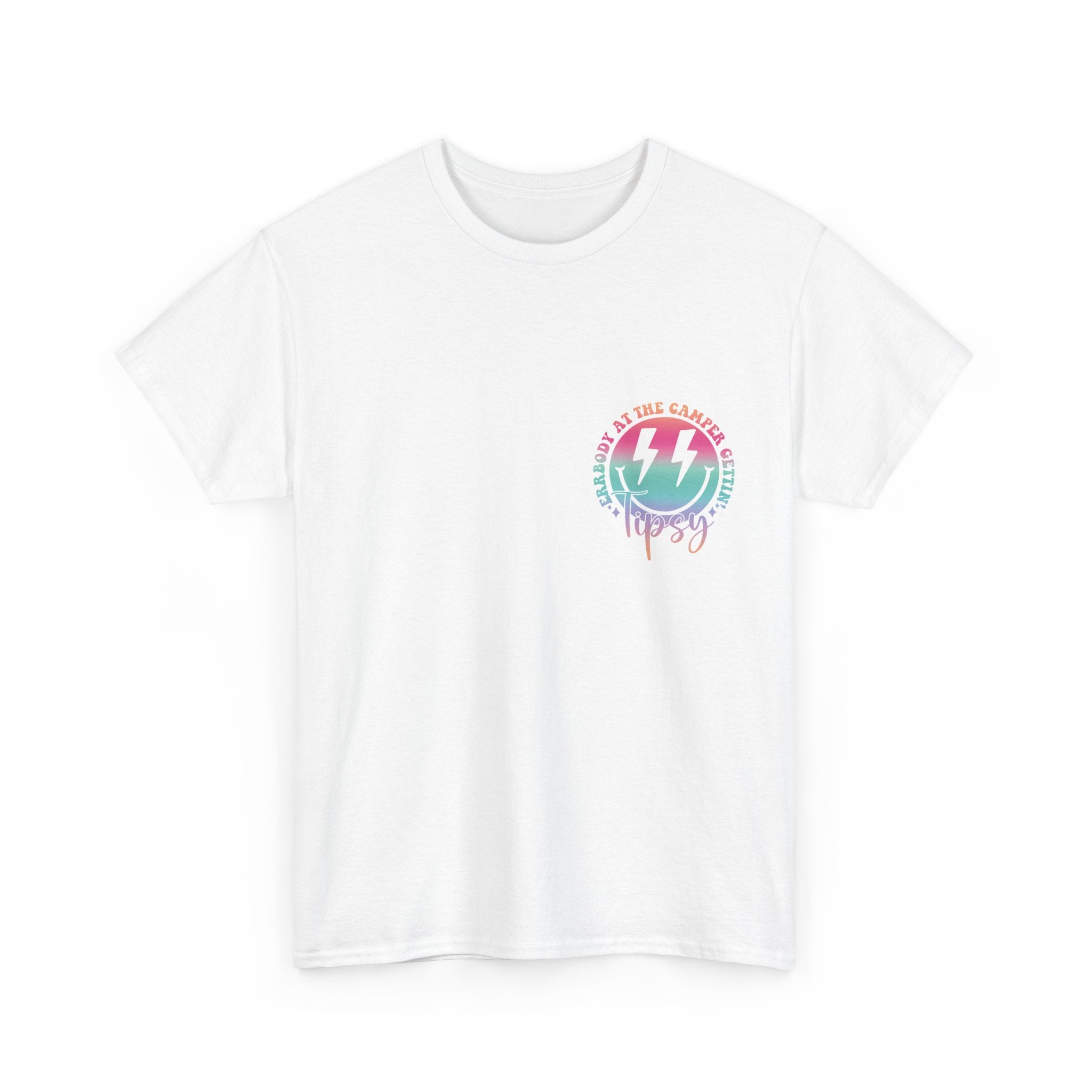 Errbody at the Camper Gettin' Tipsy Unisex Heavy Cotton Tee with Whimsical Camper Design, Fun Summer Vibe, Ideal for Camping Trips, Festivals, or Gifting