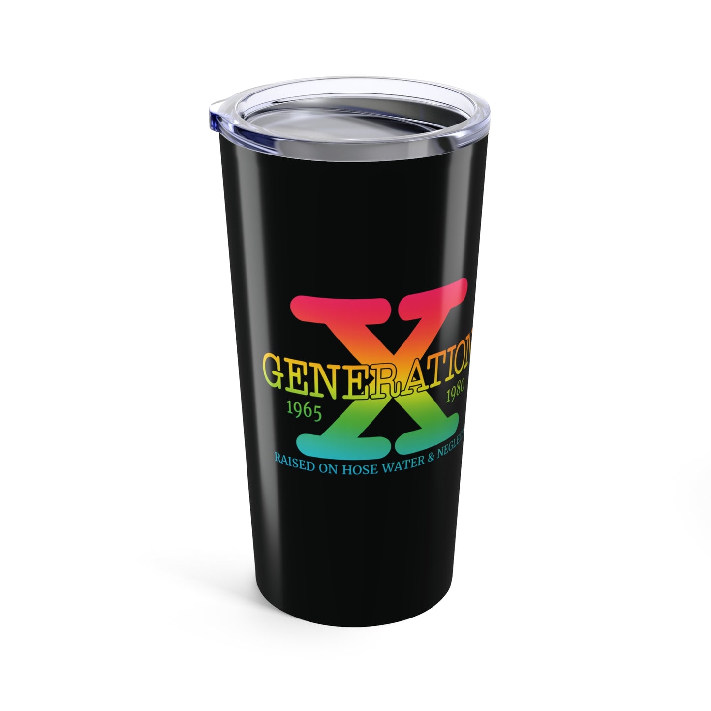 Generation X 20oz Skinny Tumbler Neon Watercolor Gen X | Motivational Drinkware, Unique Gift for Gen Z, Tumbler for Hot & Cold Drinks