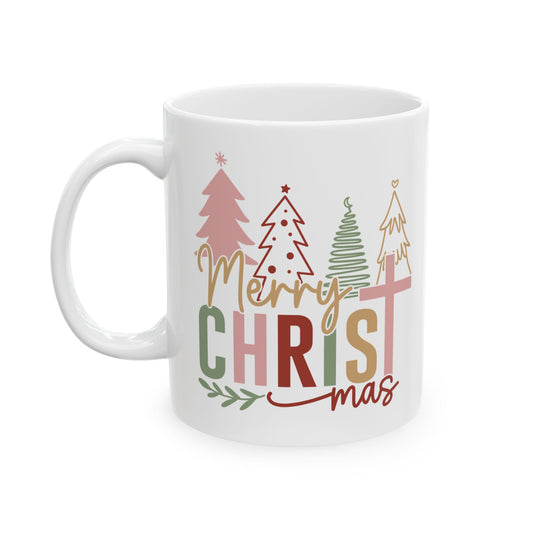 Christmas Tree Ceramic Mug, Cute Holiday Coffee Cup, Gifts for Her, Seasonal Drinkware, Merry Christmas Decor
