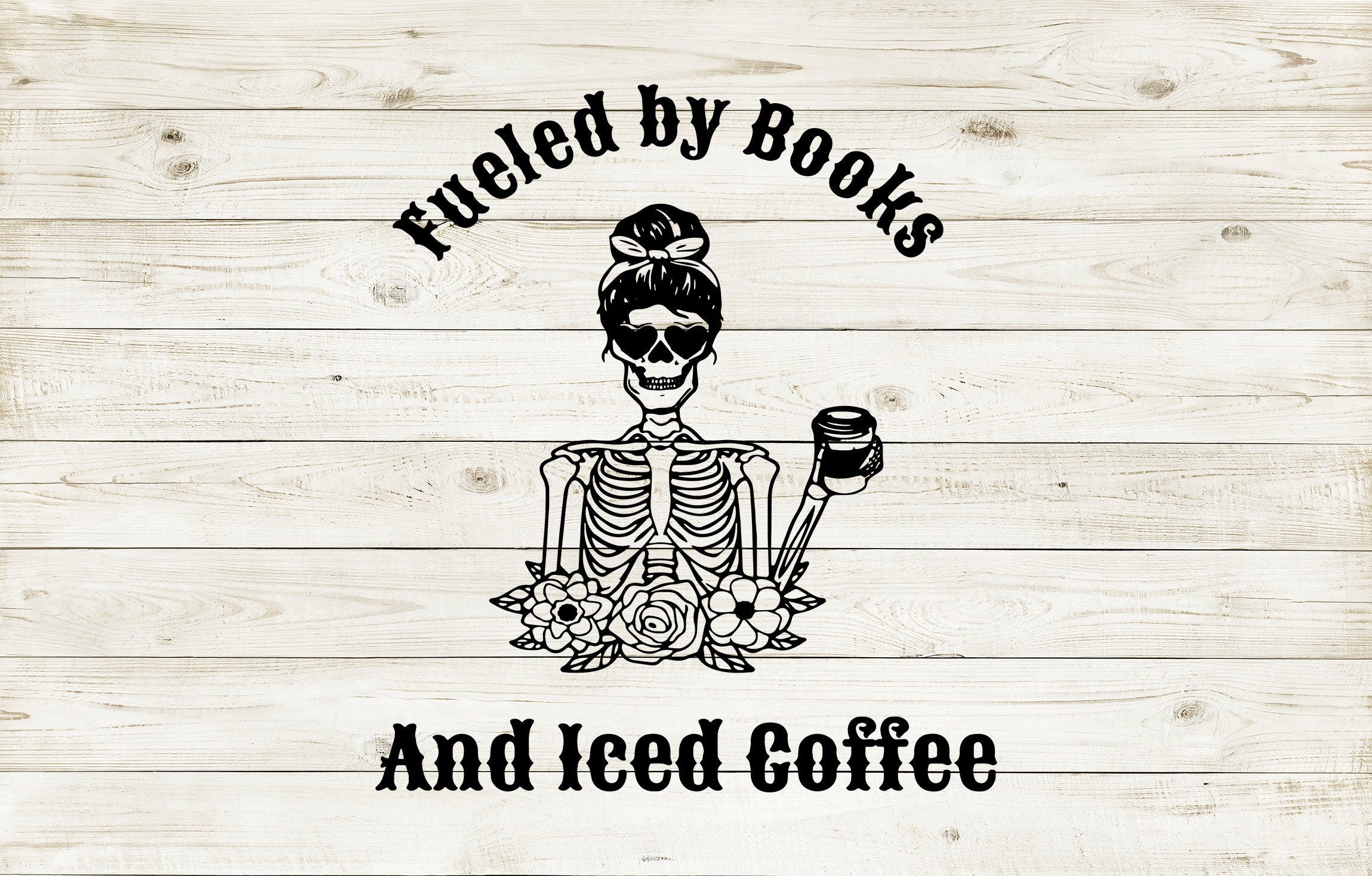 Fueled by Books and Coffee SVG Cut File Cup Decal T-shirt PNG SVG Digital File