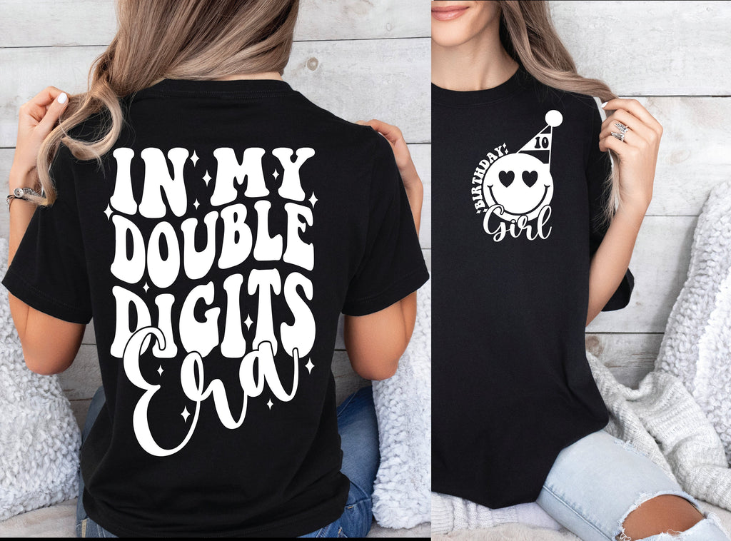 In My Double Digits Era SVG PNG 10th Birthday Girl SVG png Preppy Smiley Groovy Retro Wavy Birthday Shirt svg png eps dfx jpeg Sublimation