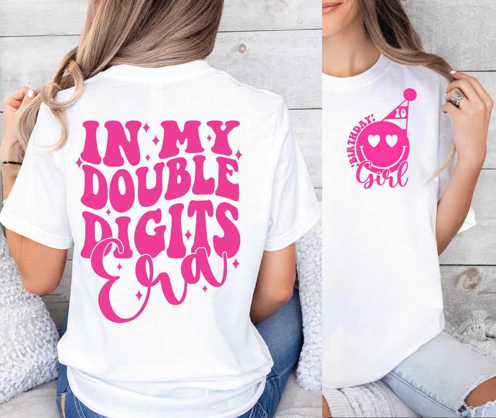 In My Double Digits Era SVG PNG 10th Birthday Girl SVG png Preppy Smiley Groovy Retro Wavy Birthday Shirt svg png eps dfx jpeg Sublimation