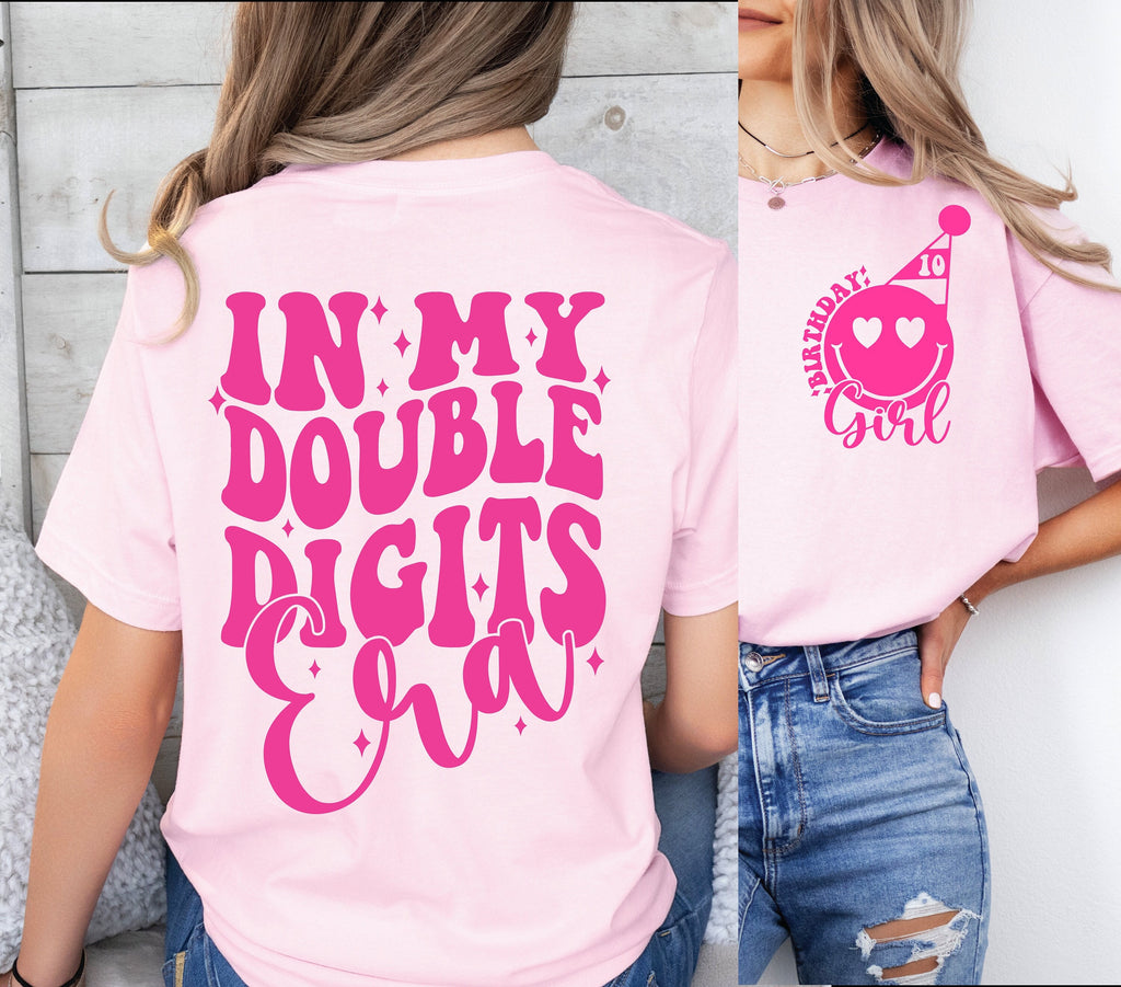In My Double Digits Era SVG PNG 10th Birthday Girl SVG png Preppy Smiley Groovy Retro Wavy Birthday Shirt svg png eps dfx jpeg Sublimation