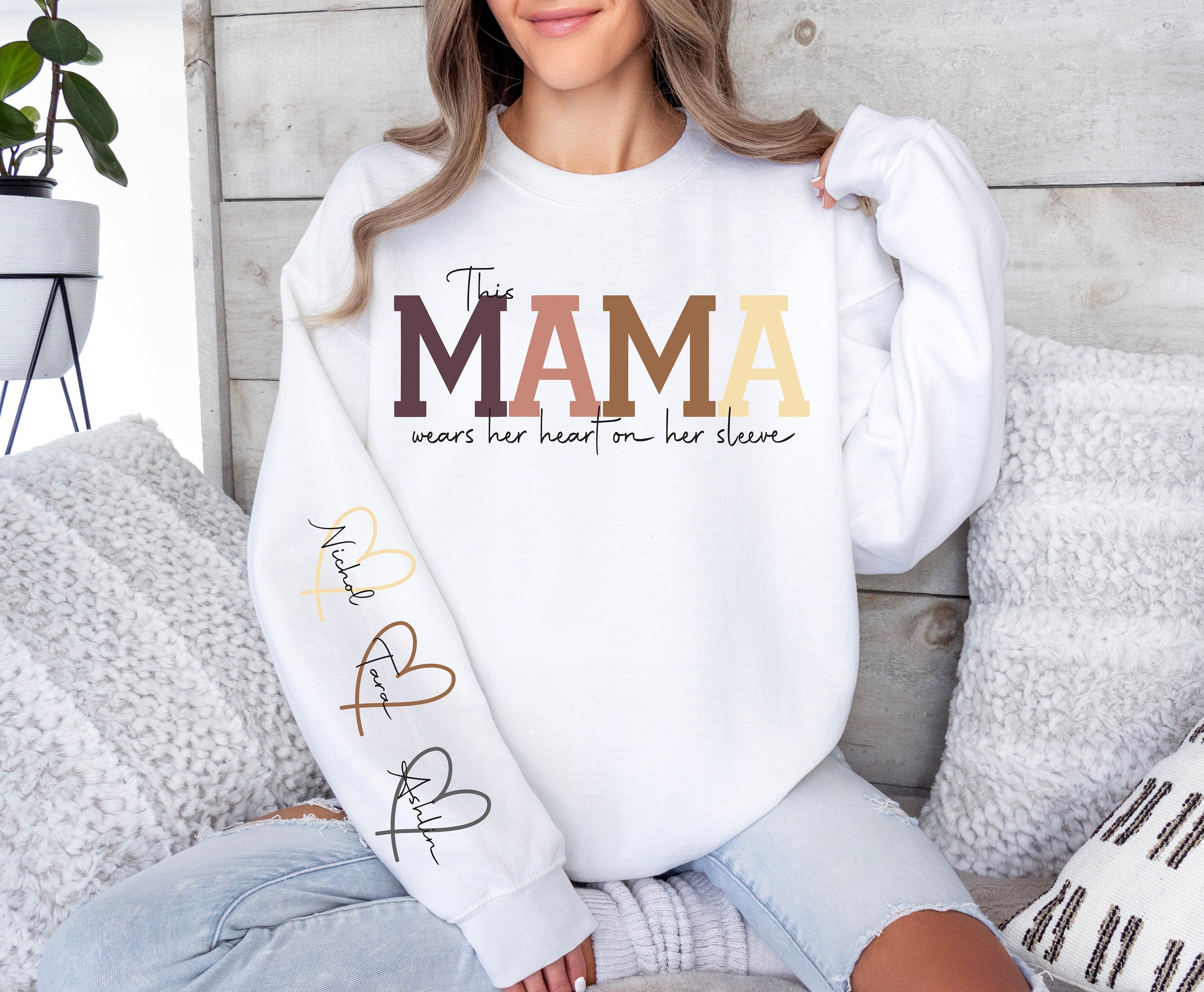 This Mama Wears Her Heart on Her Sleeve SVG PNG Add your Own Names Mama svg, Kids Names, Mothers Day Gift, Gift for Her, Mom Life, Birthday