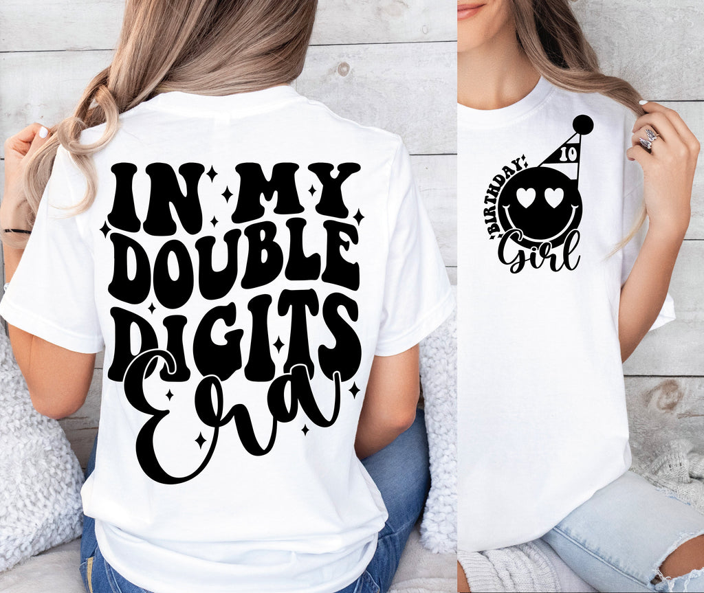 In My Double Digits Era SVG PNG 10th Birthday Girl SVG png Preppy Smiley Groovy Retro Wavy Birthday Shirt svg png eps dfx jpeg Sublimation
