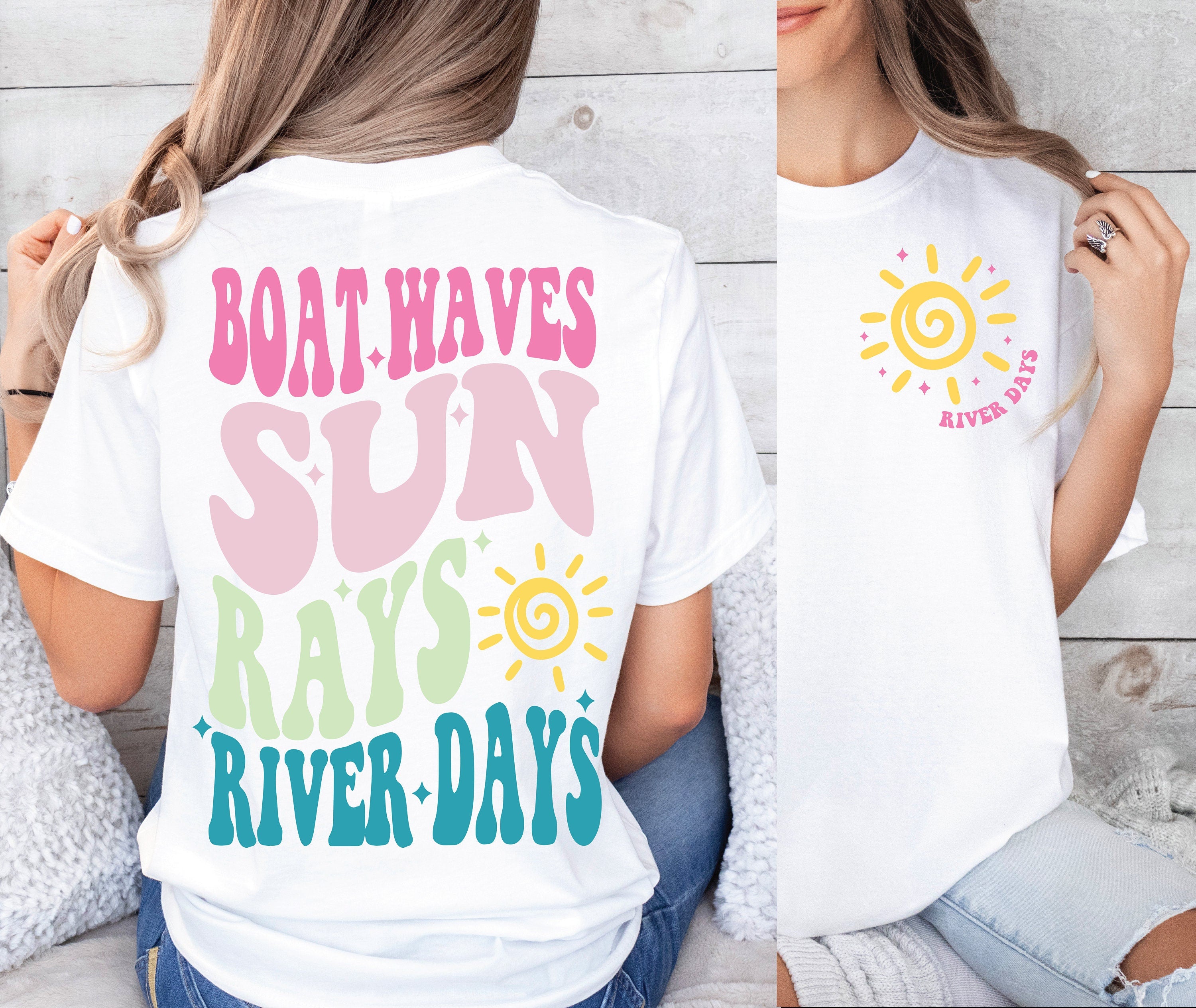 Boat Waves Sun Rays River Days SVG PNG, Summer svg, Retro Summer svg, Hello Summer svg, Lake svg, Retro Summer Sublimation Designs Download
