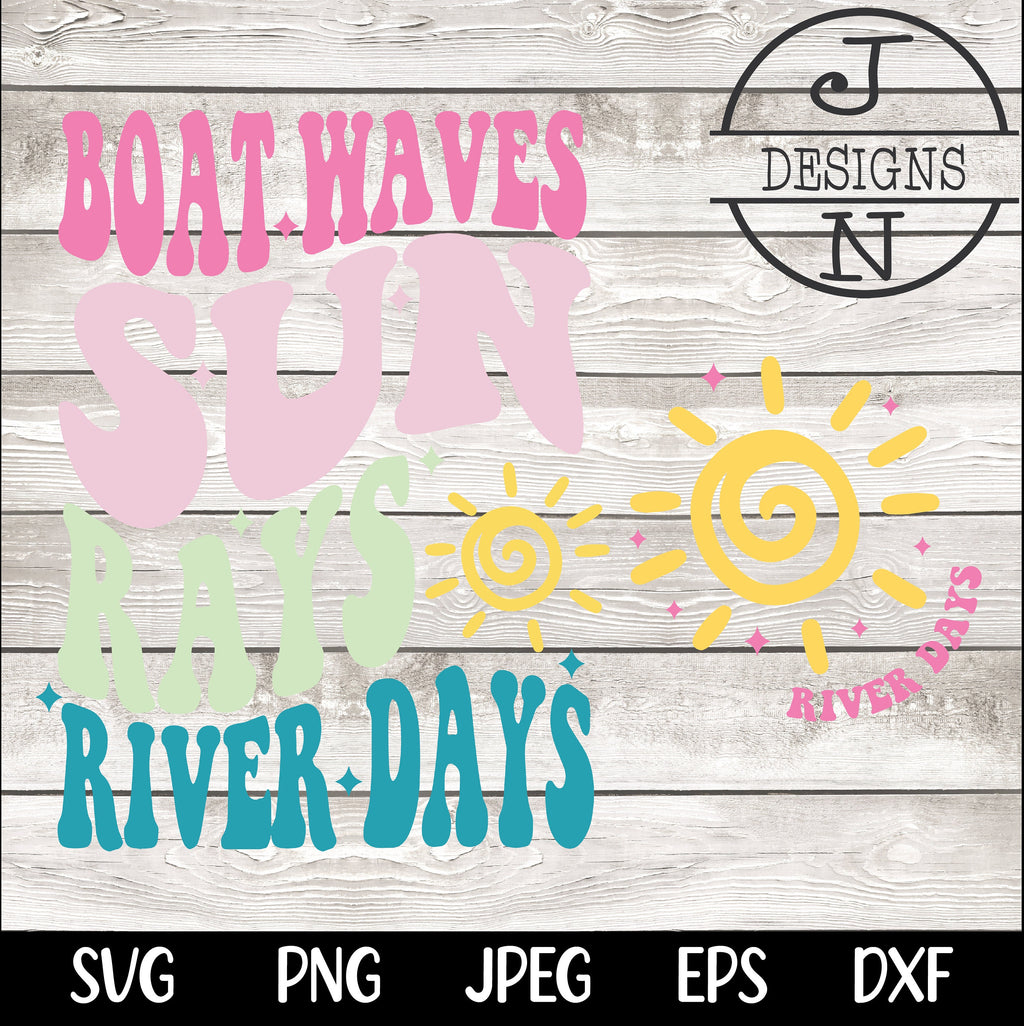 Boat Waves Sun Rays River Days SVG PNG, Summer svg, Retro Summer svg, Hello Summer svg, Lake svg, Retro Summer Sublimation Designs Download