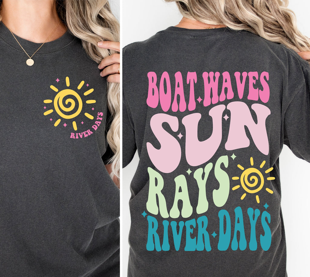Boat Waves Sun Rays River Days SVG PNG, Summer svg, Retro Summer svg, Hello Summer svg, Lake svg, Retro Summer Sublimation Designs Download