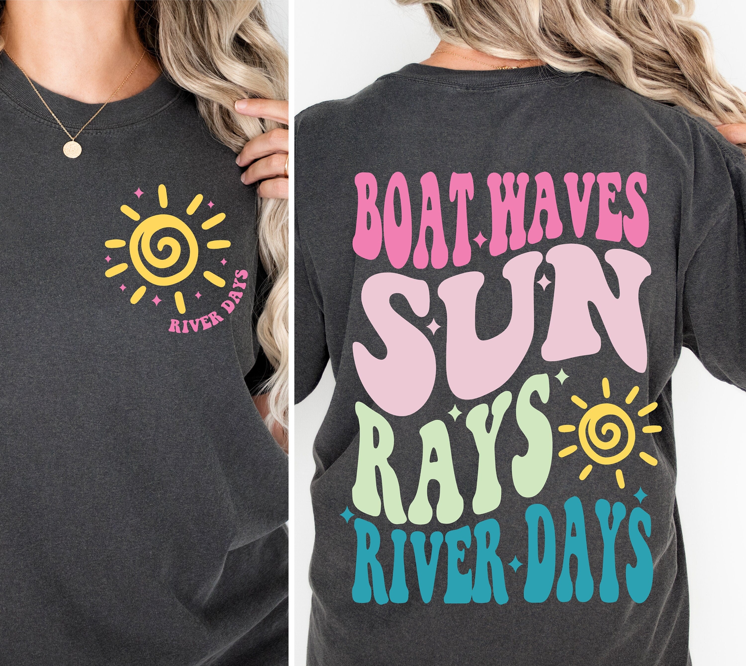 Boat Waves Sun Rays River Days SVG PNG, Summer svg, Retro Summer svg, Hello Summer svg, Lake svg, Retro Summer Sublimation Designs Download