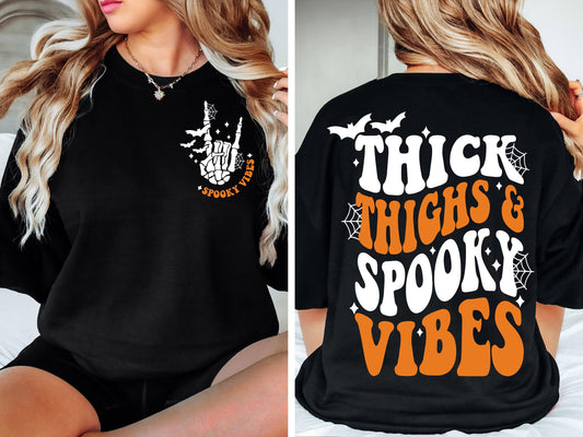 Thick Thighs and Spooky Vibes SVG PNG, Halloween Svg, Spooky Season Svg, Retro Halloween Svg Funny Halloween Svg Cut File for Cricut Digital