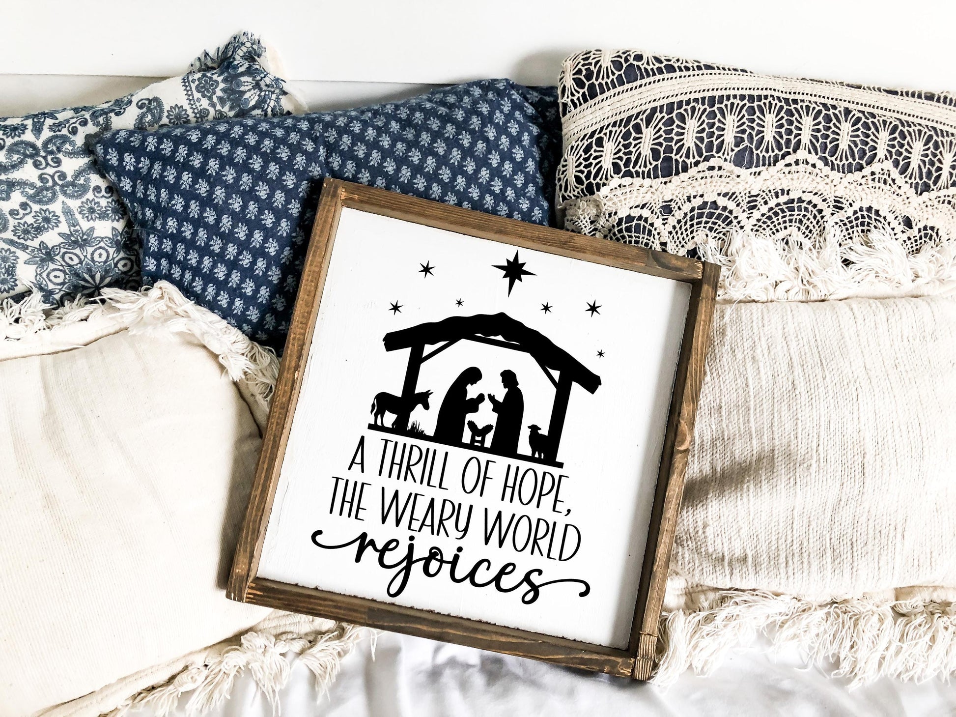 A Thrill of Hope the Weary World Rejoices Christian Christmas svg png, Christmas svg, Christmas png Religious Christmas svg, Nativity svg