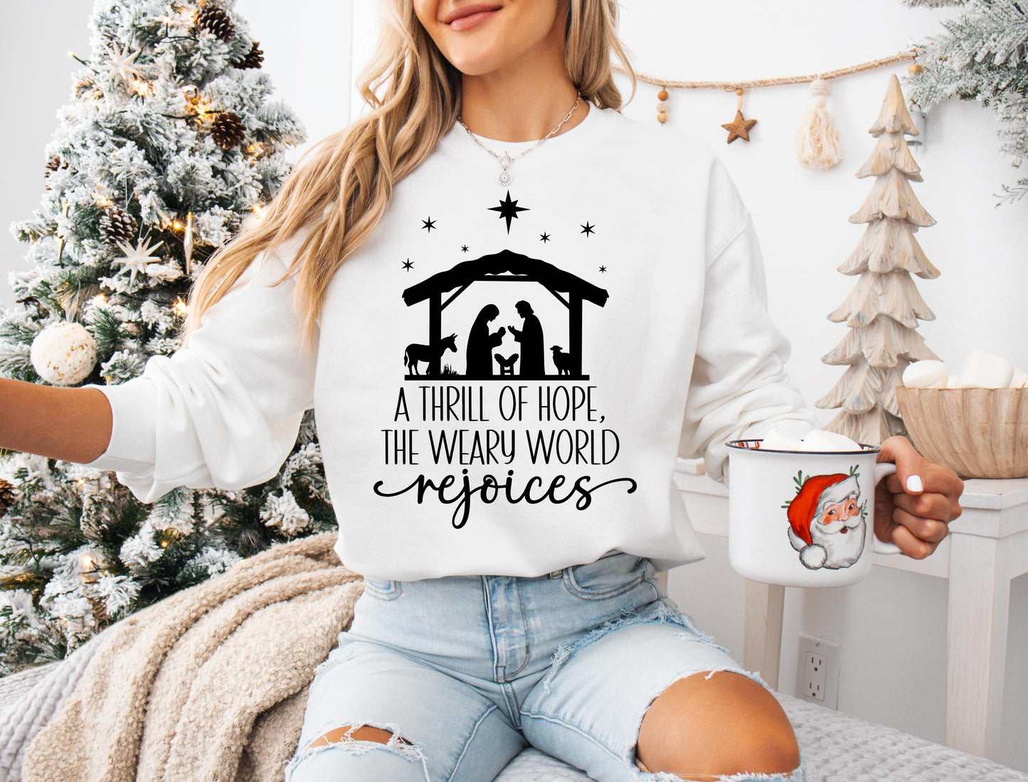 A Thrill of Hope the Weary World Rejoices Christian Christmas svg png, Christmas svg, Christmas png Religious Christmas svg, Nativity svg
