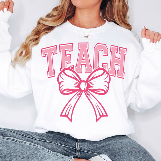 Coquette Teach SVG, Bow Teacher SVG, Bow Teach Svg, Varsity Teach Png, Teacher Gift Svg, Coquette Teach Shirt Design, Teacher Appreciation